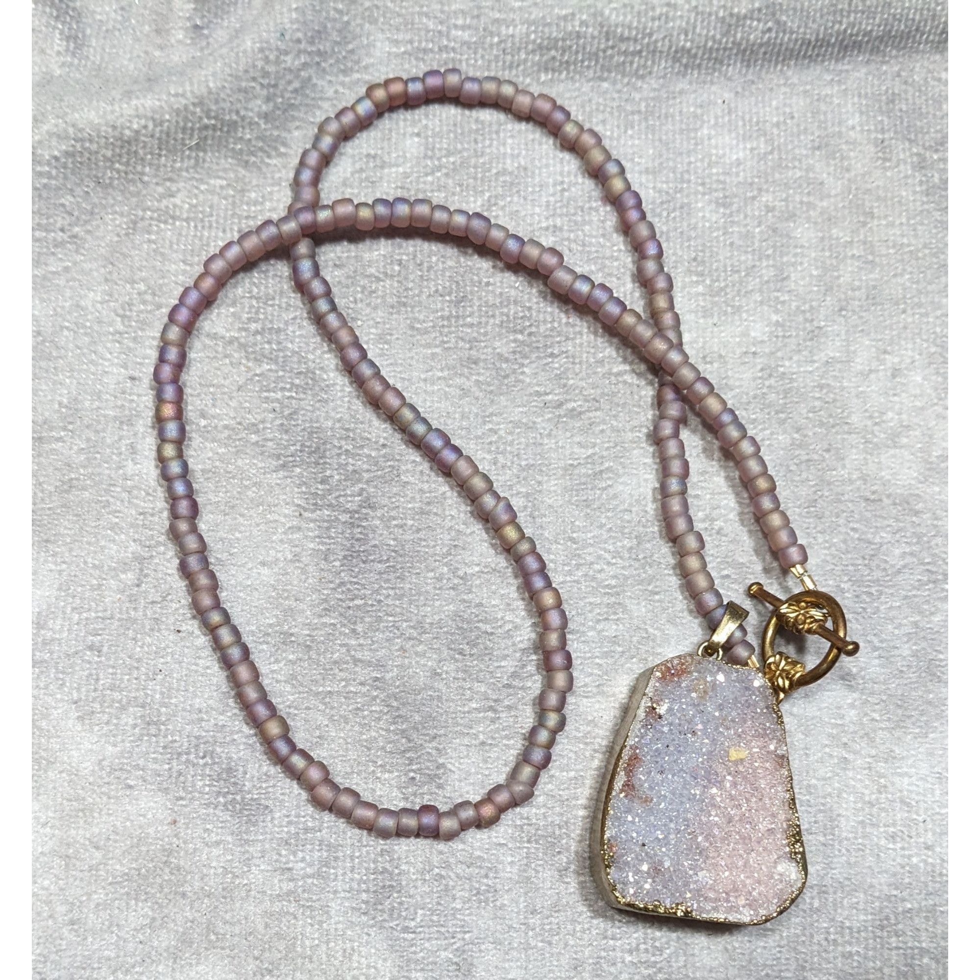 Other Whimsical Fairycore Purple Druzy And Frosted Glass Beaded Ne Size ONE SIZE - 4 Thumbnail