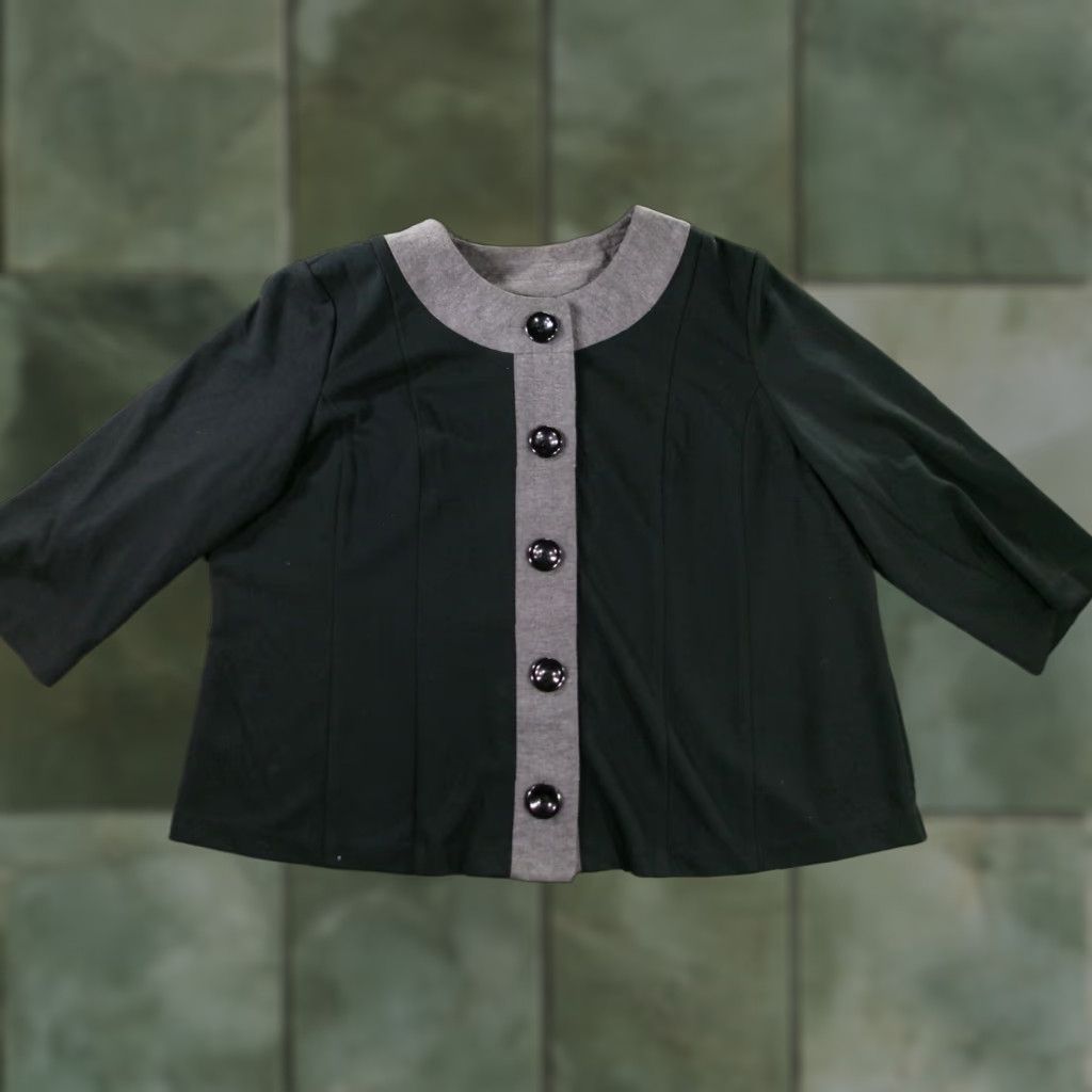 Vintage Dialogue Jacket Women Adult 3X Black Button Front Causal Capsule Prep Classic Office 90s Womens Size XXL / US 16-18 / IT 52-54 - 1 Thumbnail