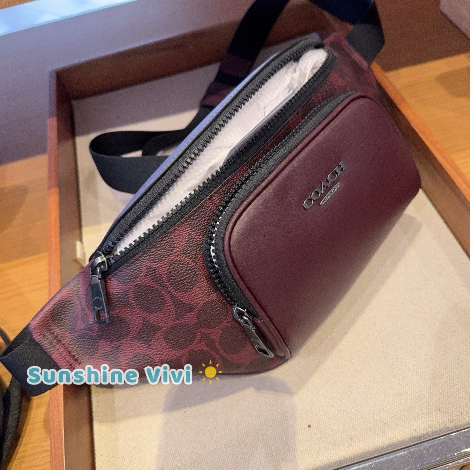 Coach NWT COACH CCE74 Racer Small Belt Bag Canvas Black Currant Size ONE SIZE - 6 Thumbnail