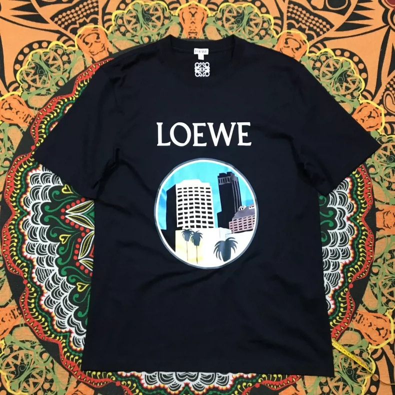 Loewe LOEWE Black fabric pattern embroidered T-shirt Size S / US 4 / IT 40 - 1 Thumbnail