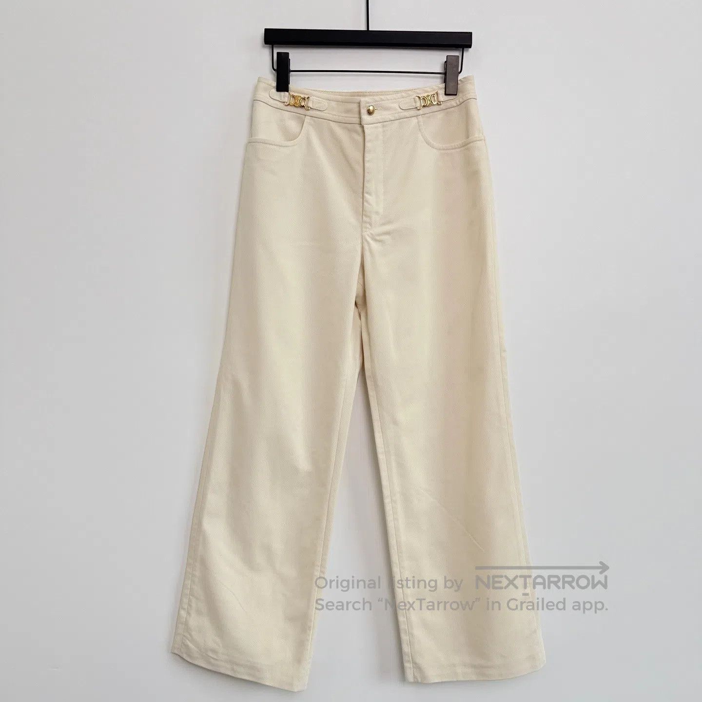 Celine CELINE Triumph Arch Gold Chain Plain Twill Trousers| Size US 38 / EU 54 - 1 Thumbnail