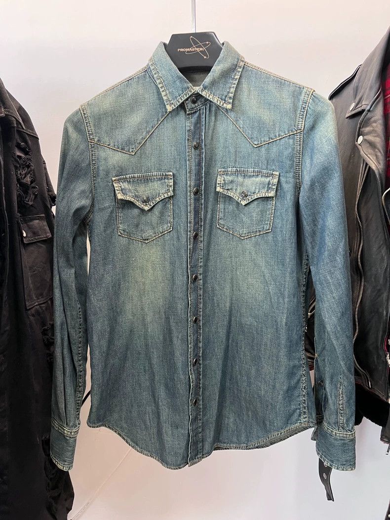 Saint Laurent Paris Saint Laurent Paris Washed Blue Cat Eye Jacket Size US M / EU 48-50 / 2 - 1 Thumbnail