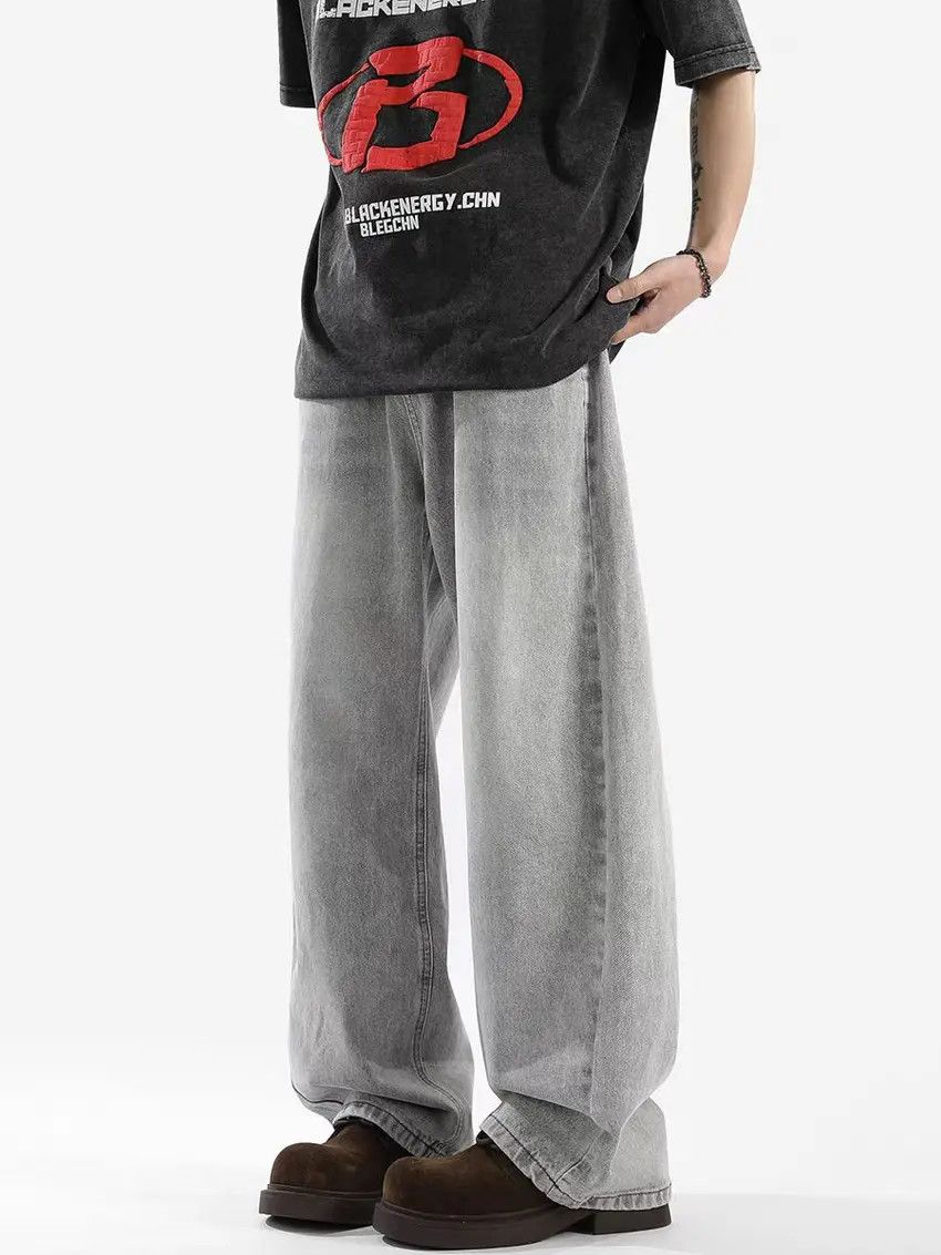 Designer × Japanese Brand Faded smoky gray washed and distressed baggy jeans Size US 34 / EU 50 - 3 Thumbnail