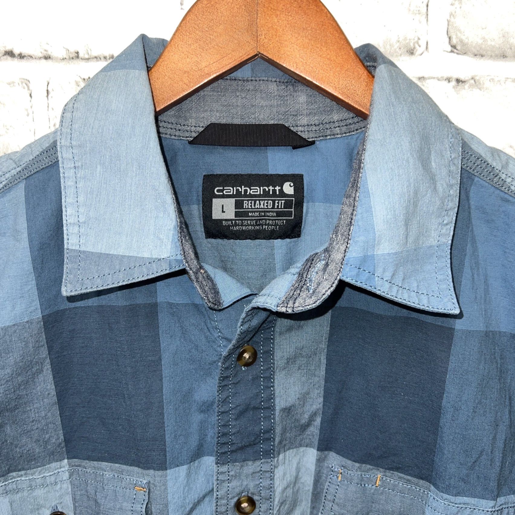 Carhartt VINTAGE Carhartt Relaxed Fit Blue Plaid Shirt Mens Size L Size US L / EU 52-54 / 3 - 3 Thumbnail