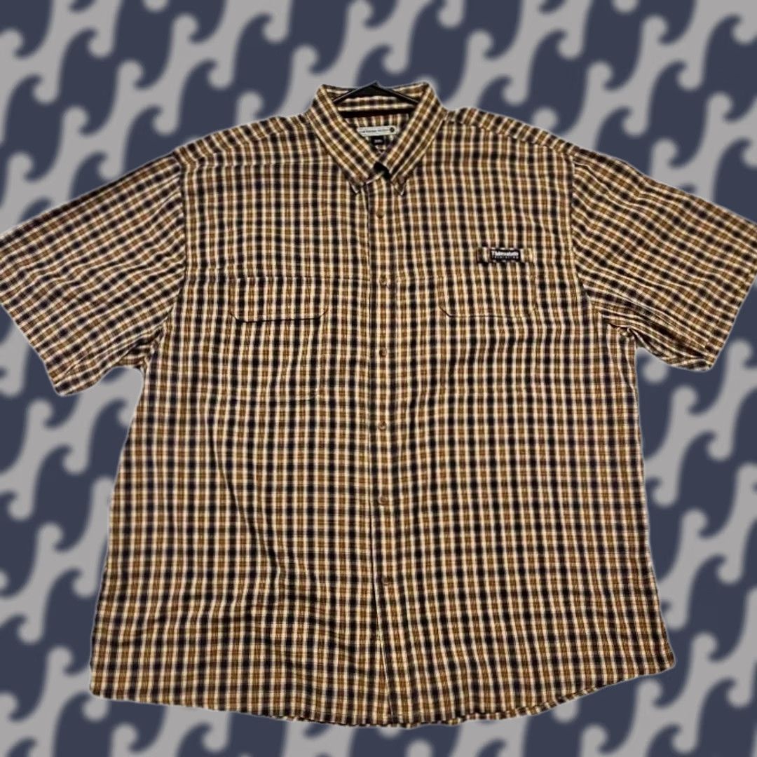 Vintage Mens 3XL Plaid Utility Shirt Short Sleeve Brown Blue Button Down Collared Cotton Outdoor Pockets Size US XXL / EU 58 / 5 - 1 Thumbnail