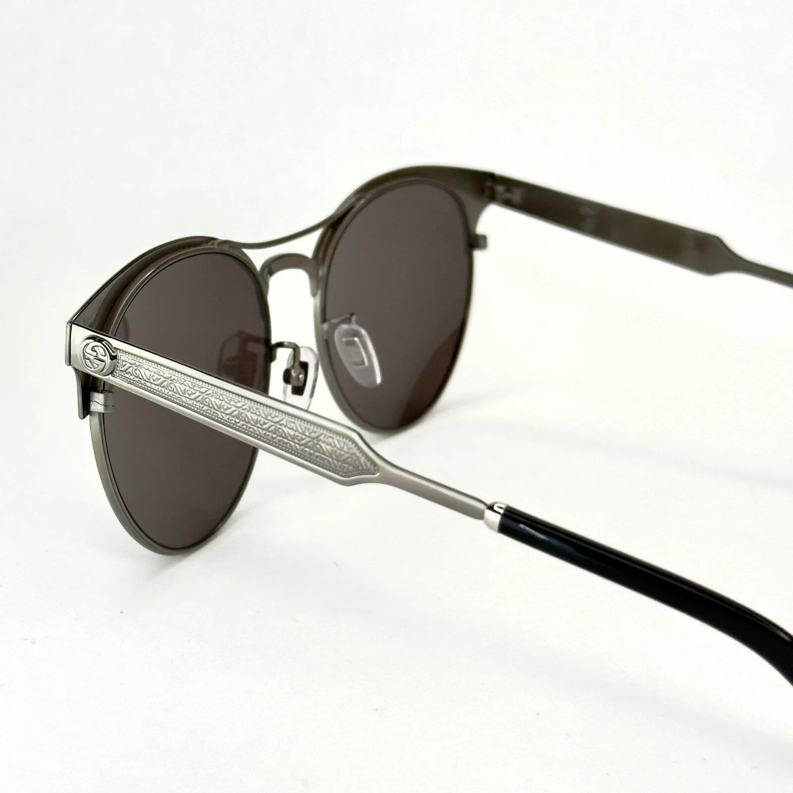 Gucci GUCCI 0075 GG0075S Ruthenium Silver Mirrored Sunglasses 005 Size ONE SIZE - 8 Thumbnail