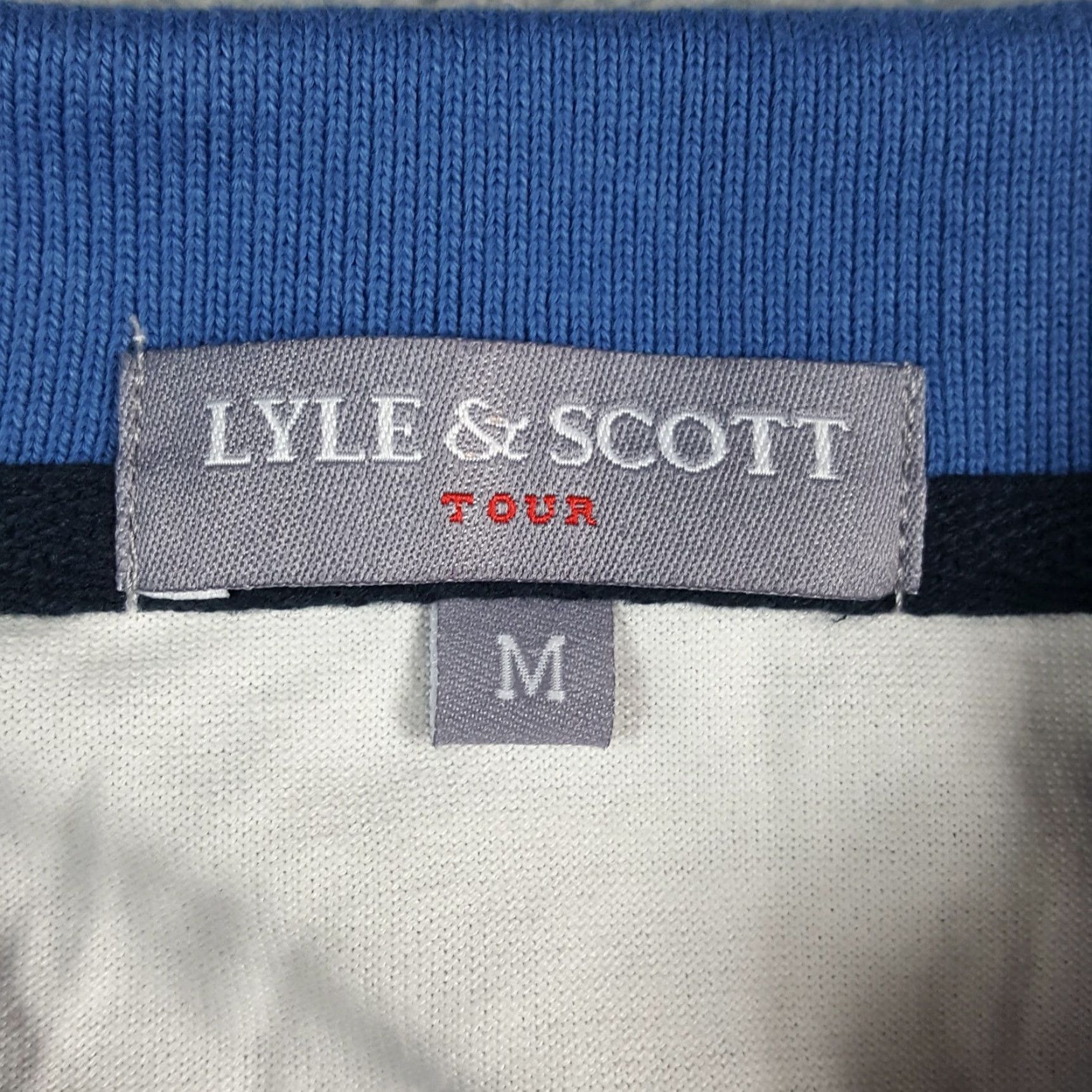 Lyle & Scott VINTAGE Lyle & Scott Polo Shirt Men’s M Striped Surf Blue Collared Short Sleeve Knitted Cotton 90s Preppy Skater Shirt Size US M / EU 48-50 / 2 - 7 Thumbnail