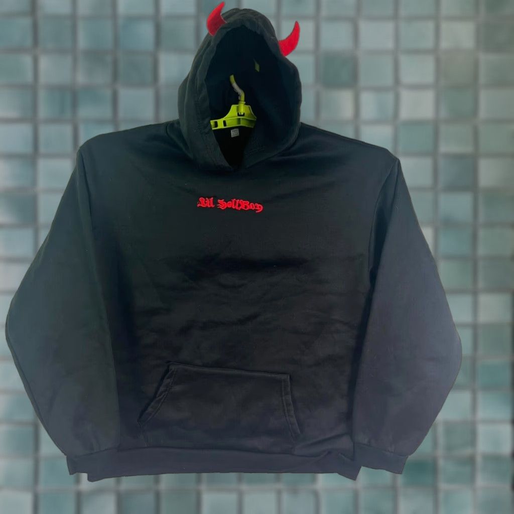 Vintage LIL Hell Bod Hooded costume Sweatshirt Womens 2XL Black Cat Black Widow Geometric Pattern Pullover Hooded Halloween Theme Size XXL / US 16-18 / IT 52-54 - 1 Thumbnail