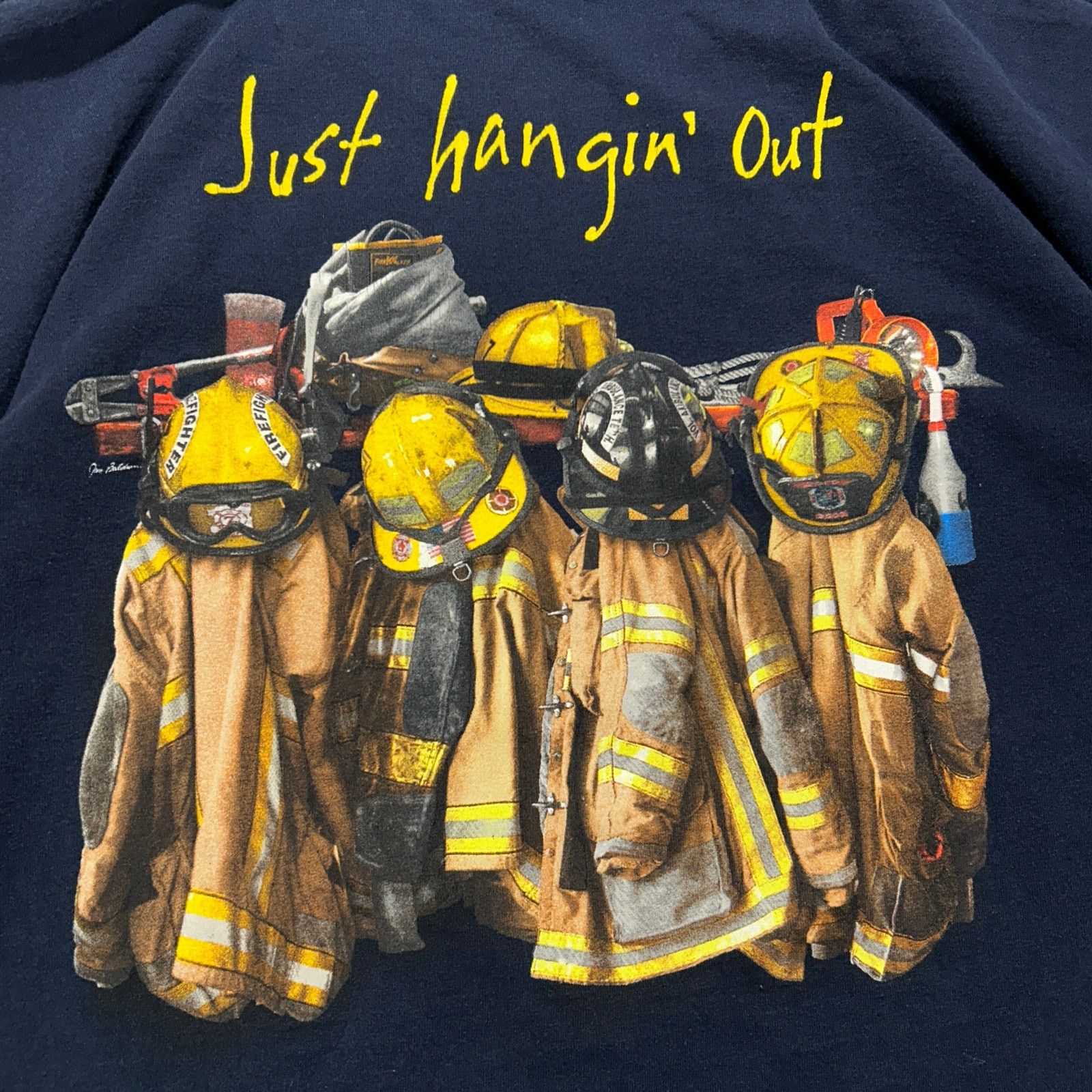 Gildan VTG Gildan Just Hangin Out Fireman casual graphic tee mns XL Size US XL / EU 56 / 4 - 5 Thumbnail