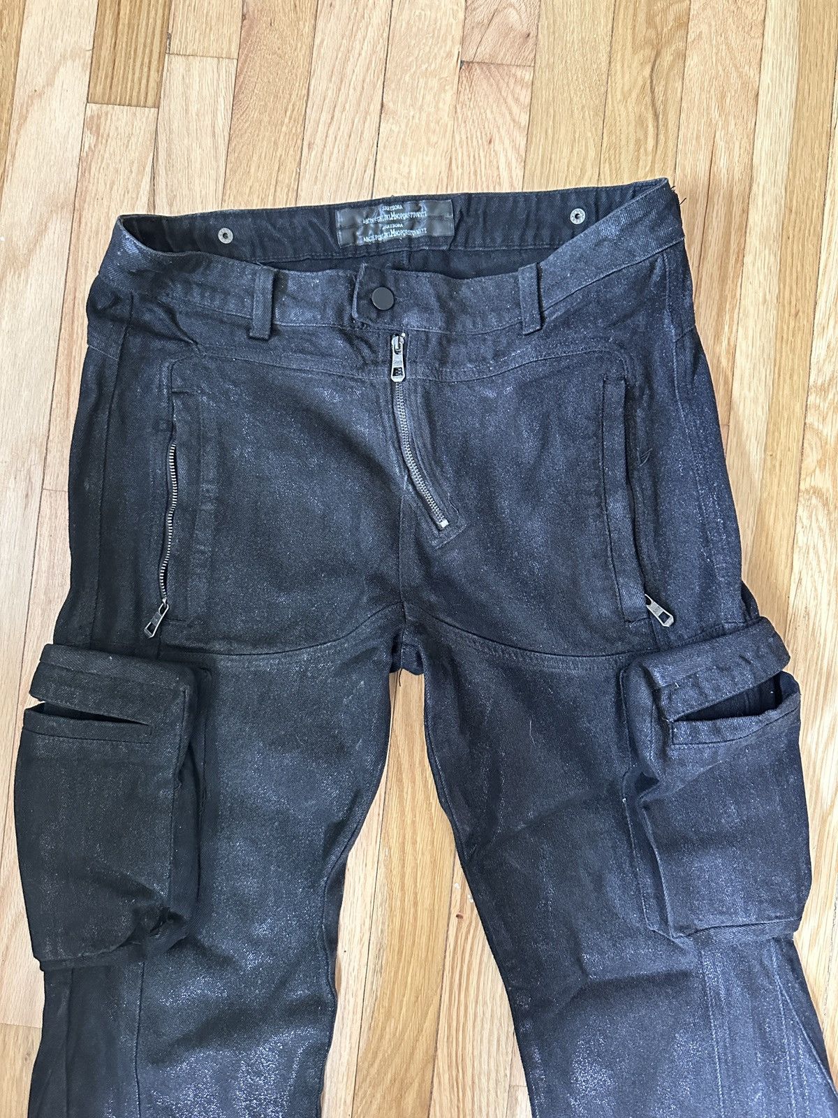 image of Srrysora Waxed Flare Denim in Black, Men's (Size 32)