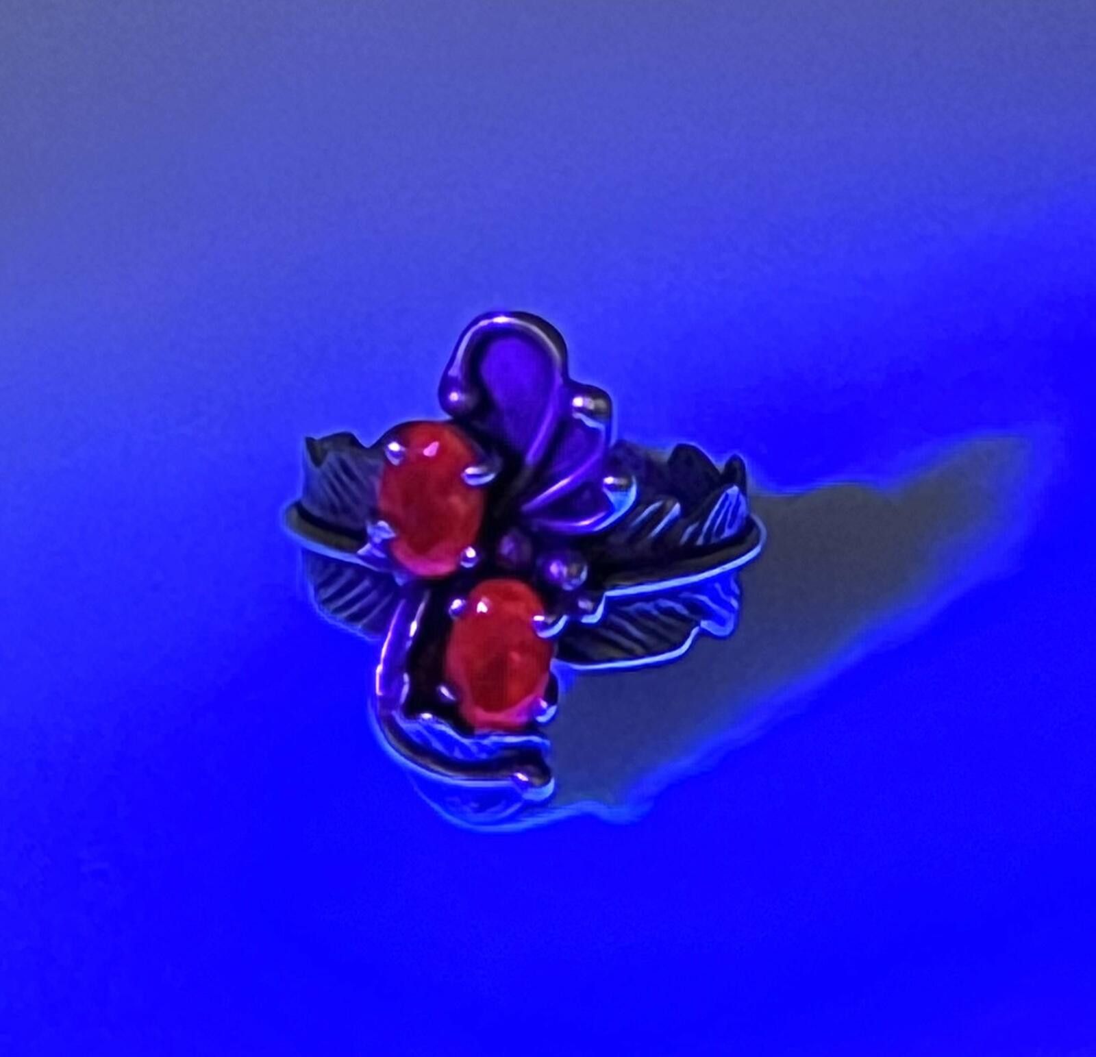 Other Rubies Set in Sterling Silver Native Floral & Feather Ring Size ONE SIZE - 9 Thumbnail
