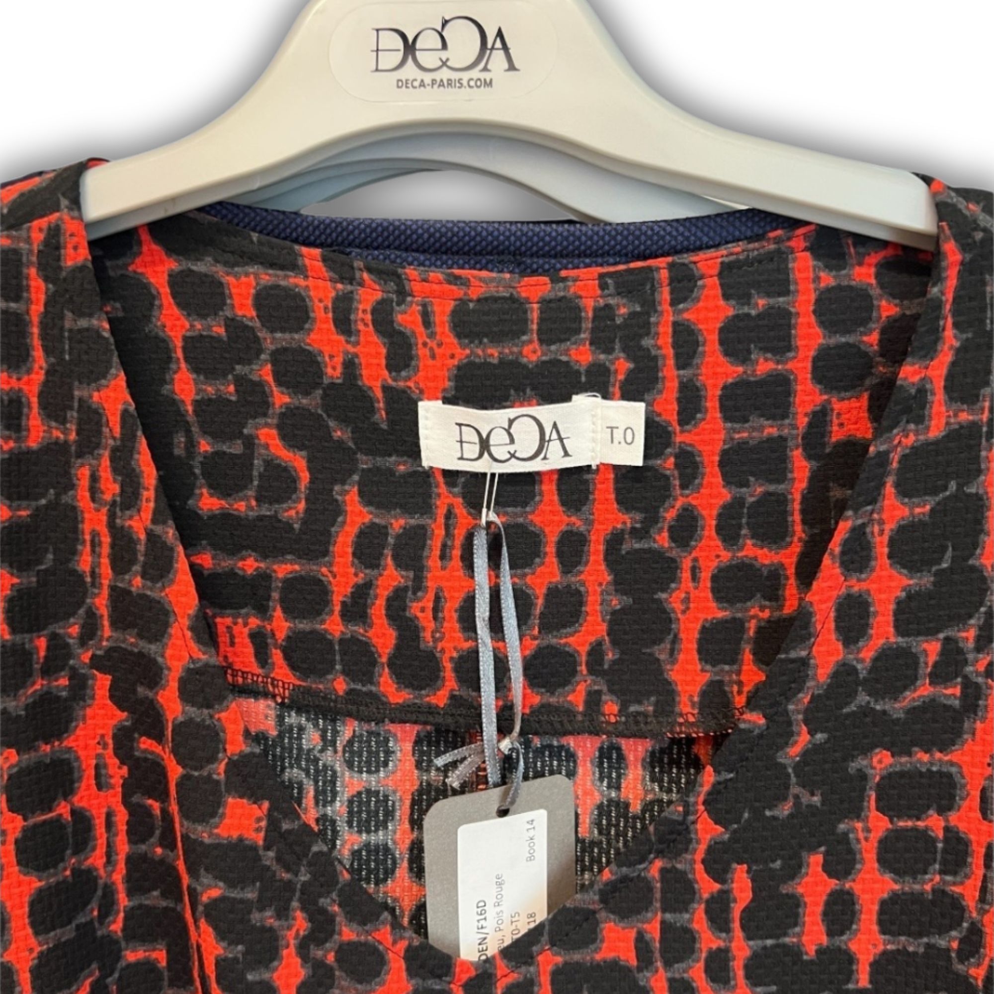 Other Deca Paris XS Longsleeve Red & Black Printed Dress Wrap Styl Size XS / US 0-2 / IT 36-38 - 4 Thumbnail