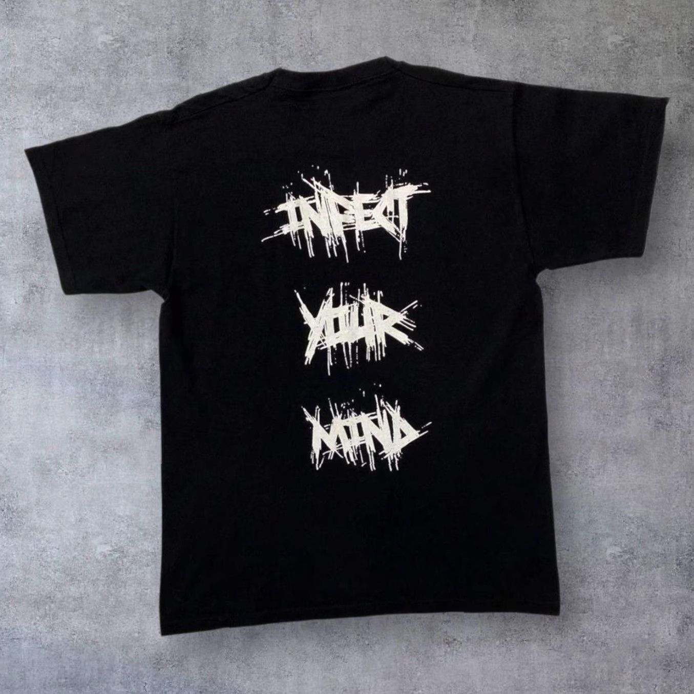 Fruit Of The Loom Infected Authoritah Infect Your Mind Thrash Melodic Death Metal Band T-Shirt M Mens Black Cotton Graphic Print Short Sleeve Round Neck Size US M / EU 48-50 / 2 - 2 Thumbnail