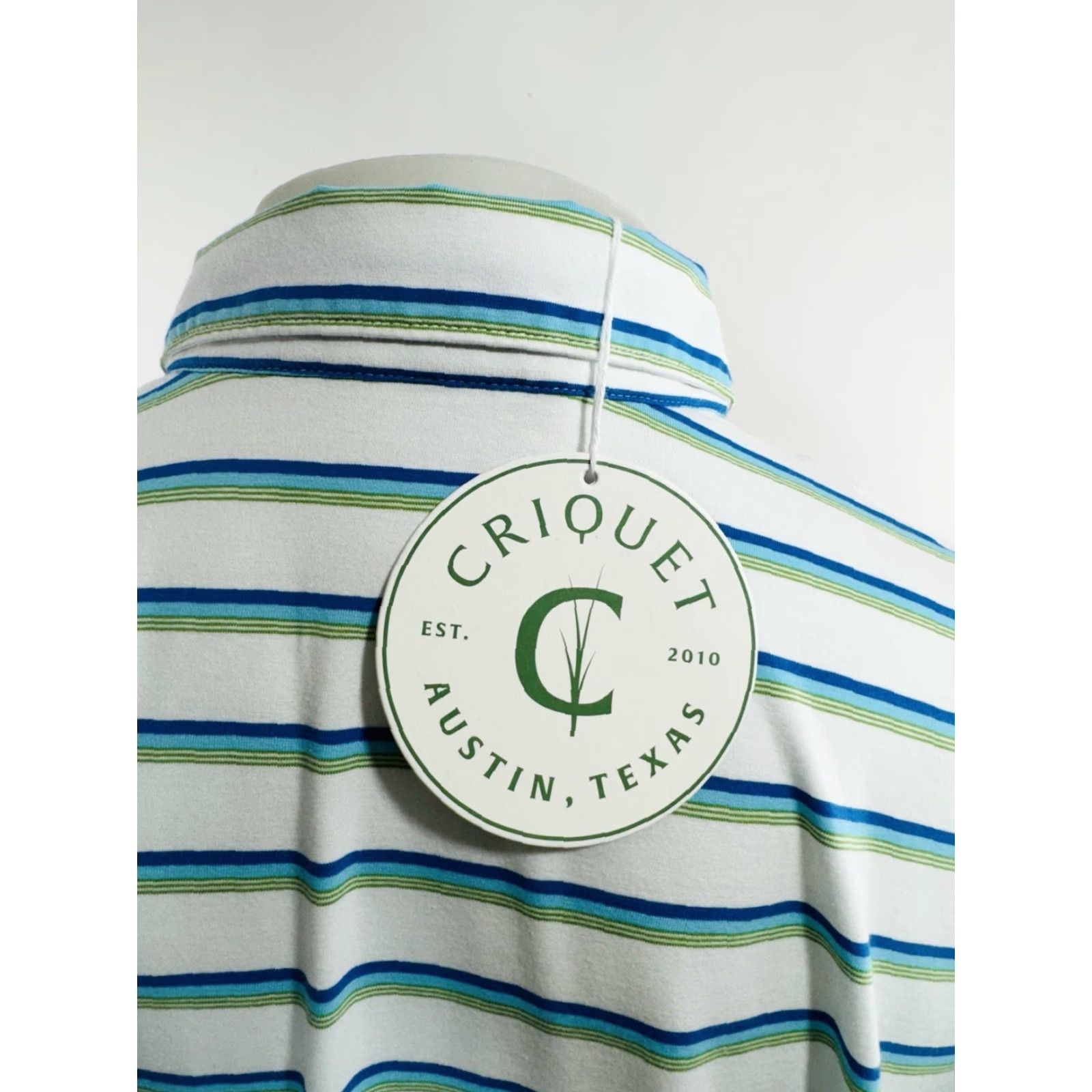Vintage Criquet Polo Shirt Striped Embroidered Logo Slim XXL Men Regular Cotton Pullover Short Sleeve White / Green / Blue CQ12 Size US XXL / EU 58 / 5 - 5 Thumbnail