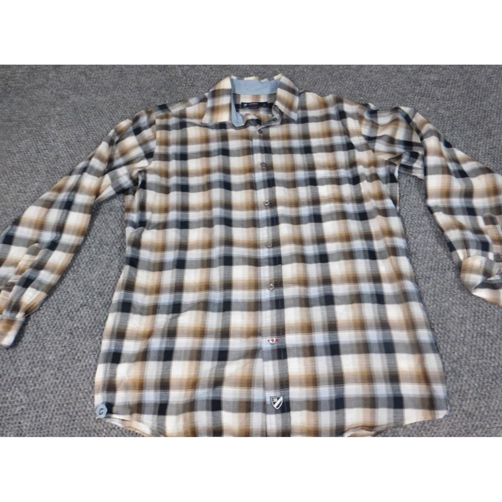 Cremieux Cremieux Mens Button-Up Shirt Medium Brown Plaid Long Sleeve Collared Knit Cotton Pocket Logo Slimming Classic Regular Color Multicolor Men Size US M / EU 48-50 / 2 - 2 Thumbnail