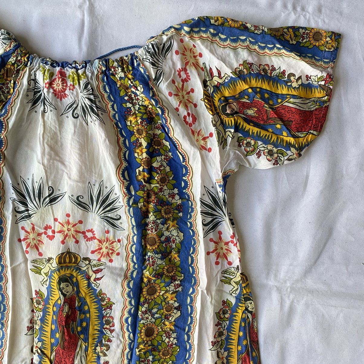 Japanese Brand × Vintage Vintage Mexican Folk Art Virgin Mary Off Shoulder Blouse Size M / US 6-8 / IT 42-44 - 10 Thumbnail