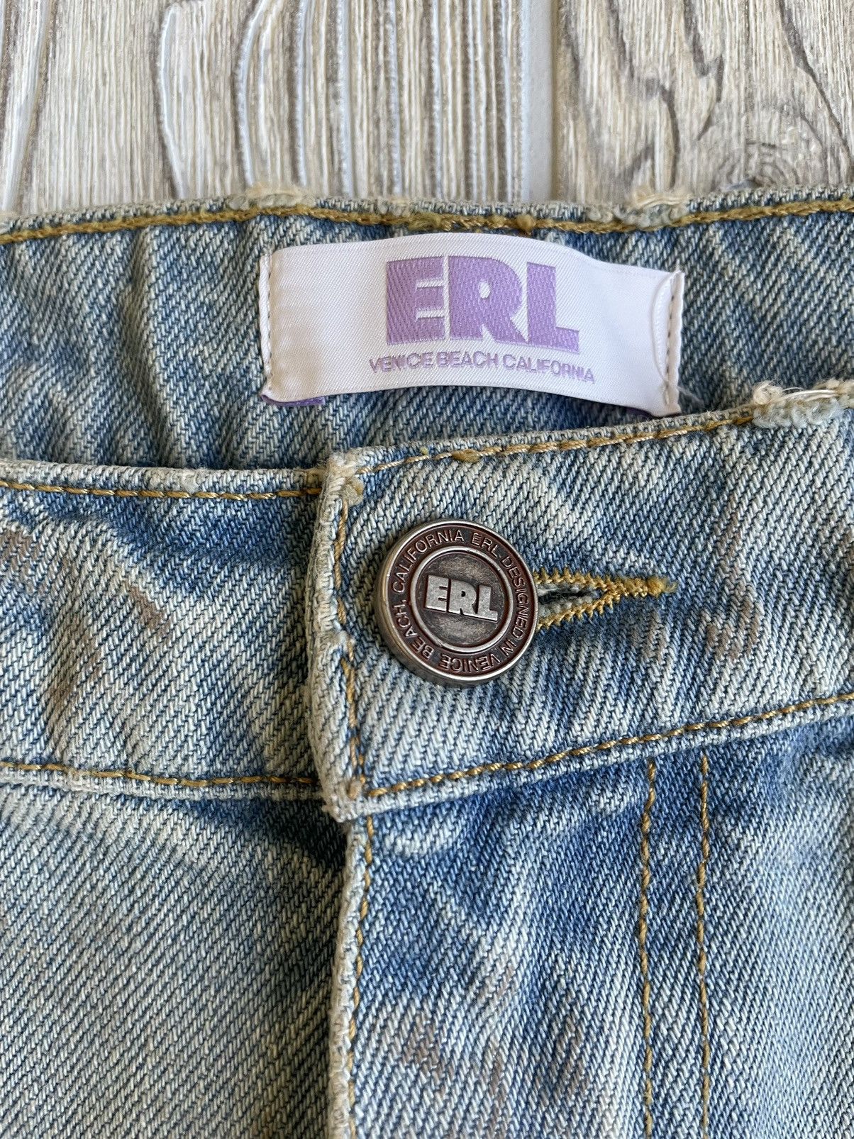 ERL Suede Distressed Embroidered Denim Size US 30 / EU 46 - 6 Thumbnail