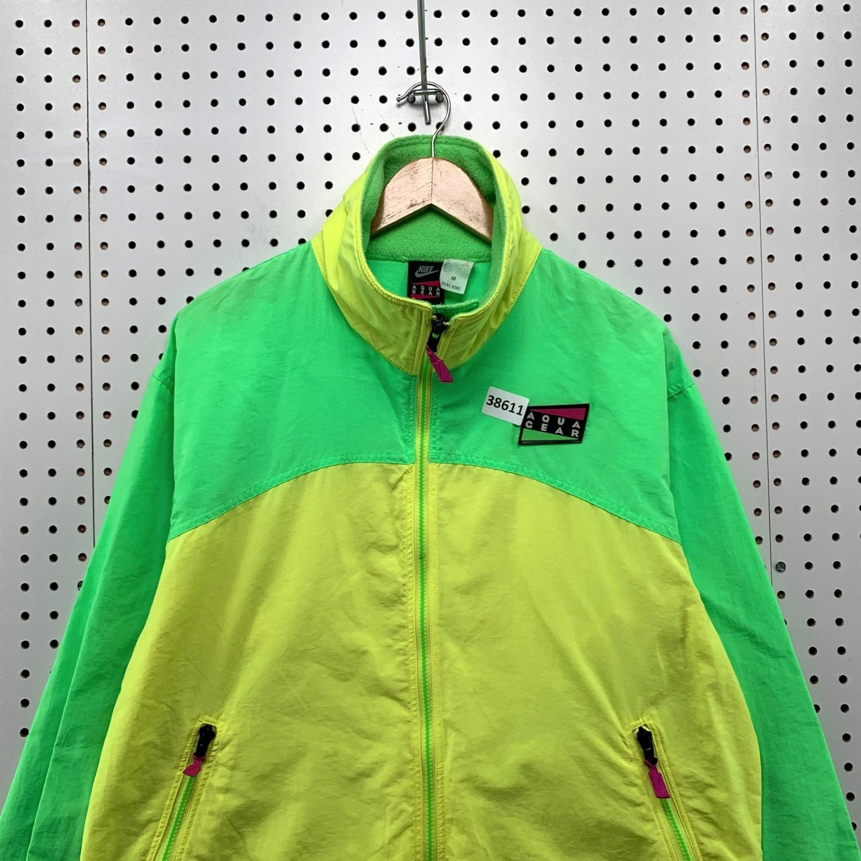 Nike Vintage NIKE Jacket Mens Medium Green Yellow 90s Aqua Gear Windbreaker Zip Size US M / EU 48-50 / 2 - 2 Thumbnail