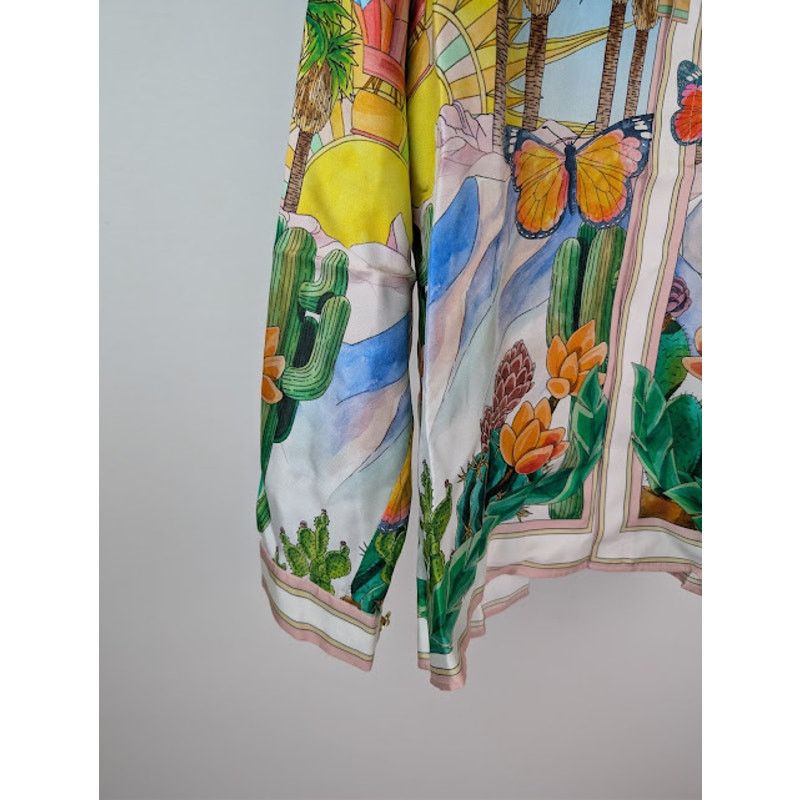 Casablanca o1rshd1 Silk Long Sleeve Cuban Collar Shirt in Psychedelic Size US XL / EU 56 / 4 - 6 Thumbnail