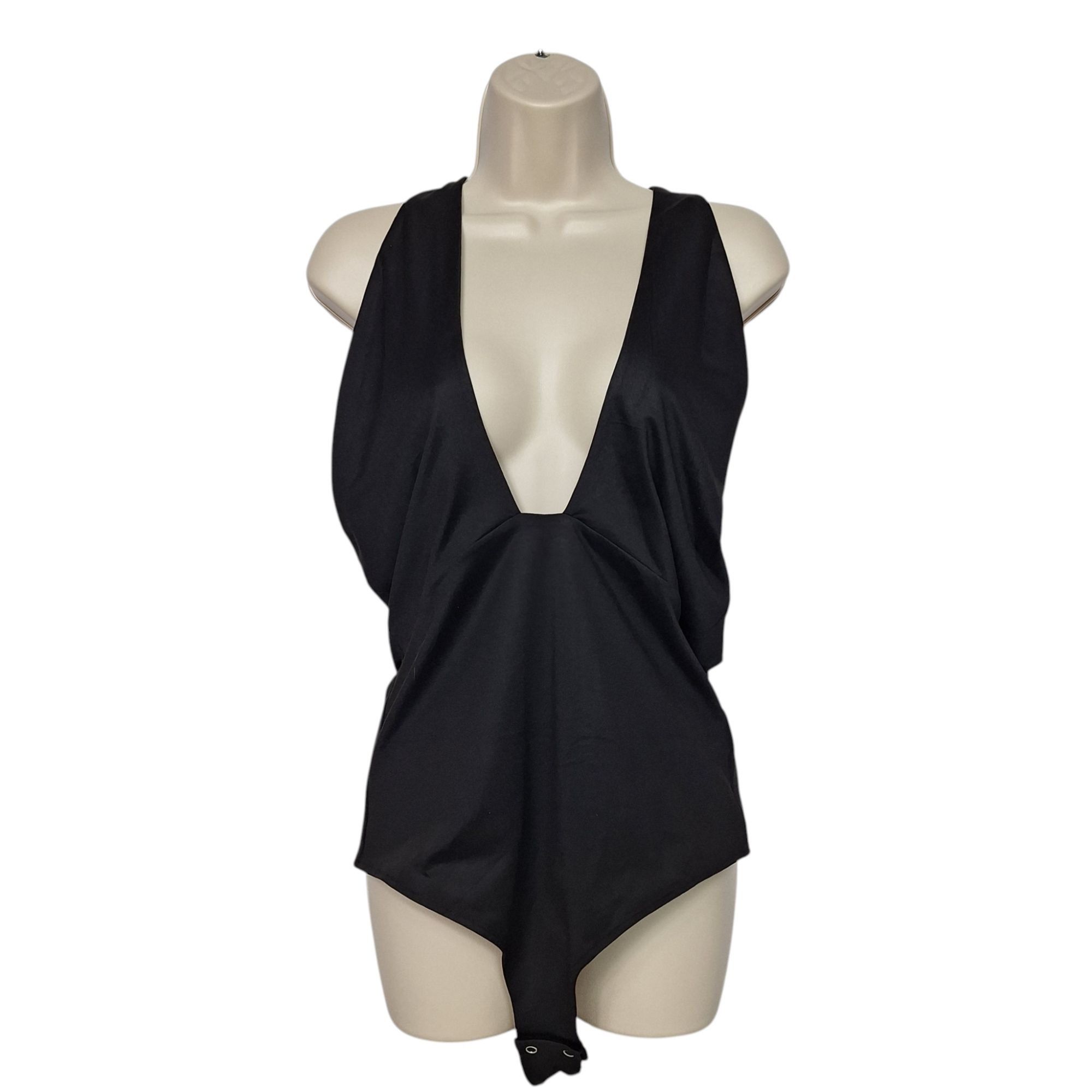 Other REORIA Plunge Deep Black V Neck Bodysuit Halter Backless Min Size XL / US 12-14 / IT 48-50 - 2 Thumbnail