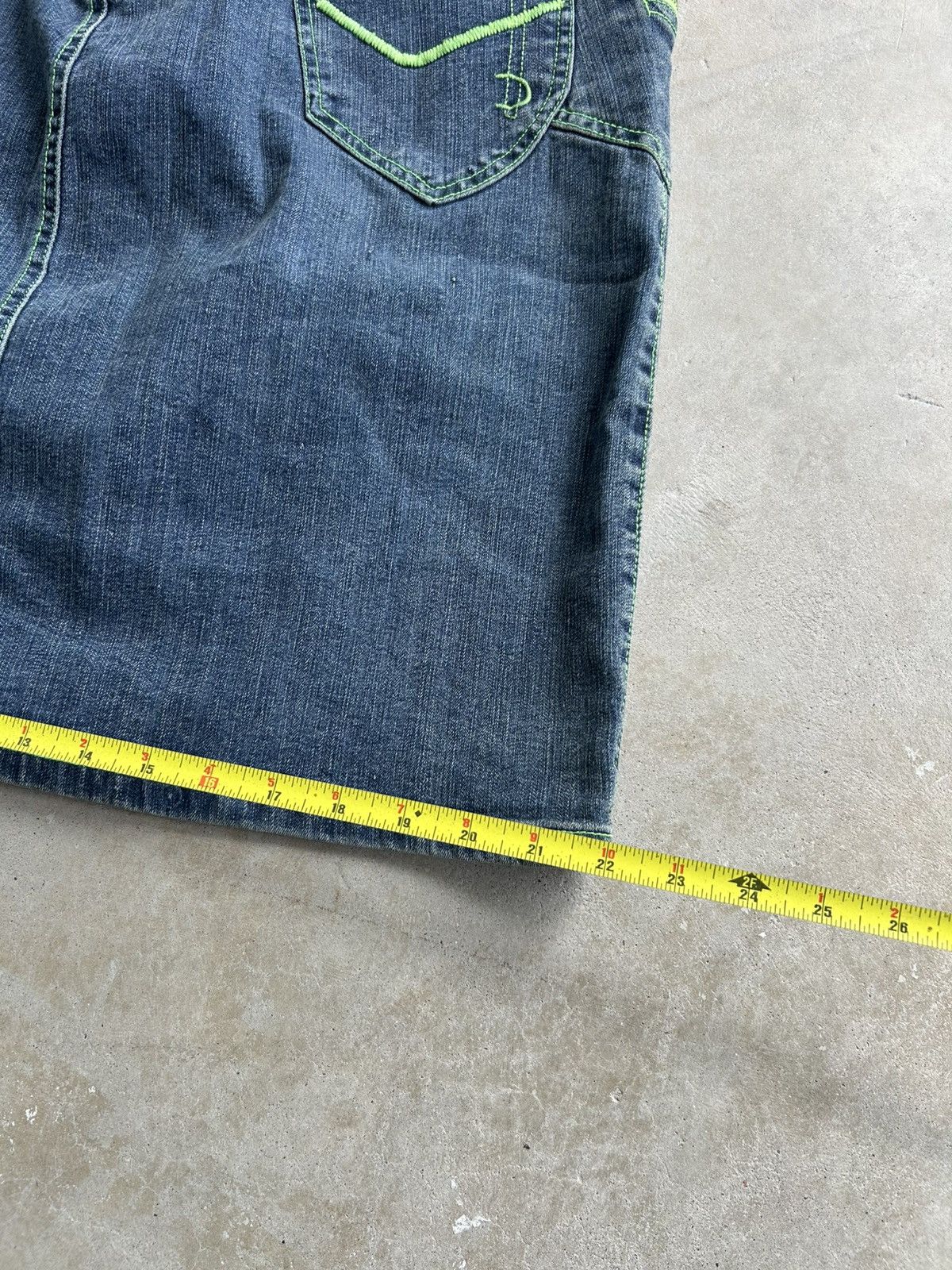Tripp NYC × Vintage Rare y2K Crest Jeans Neon trimmed Skirt Size 33" - 6 Thumbnail