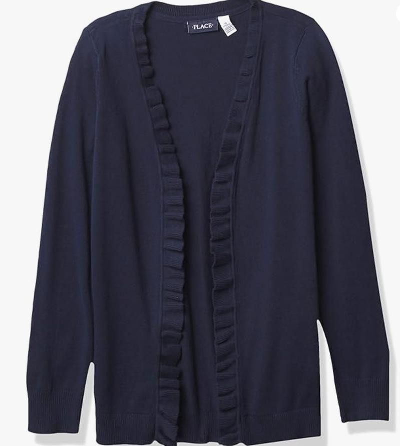 Designer The Children's Place Girls Ruffle Cardigan, Navy SMALL 5/6 Size XXS / US 00 / IT 34 - 1 Thumbnail