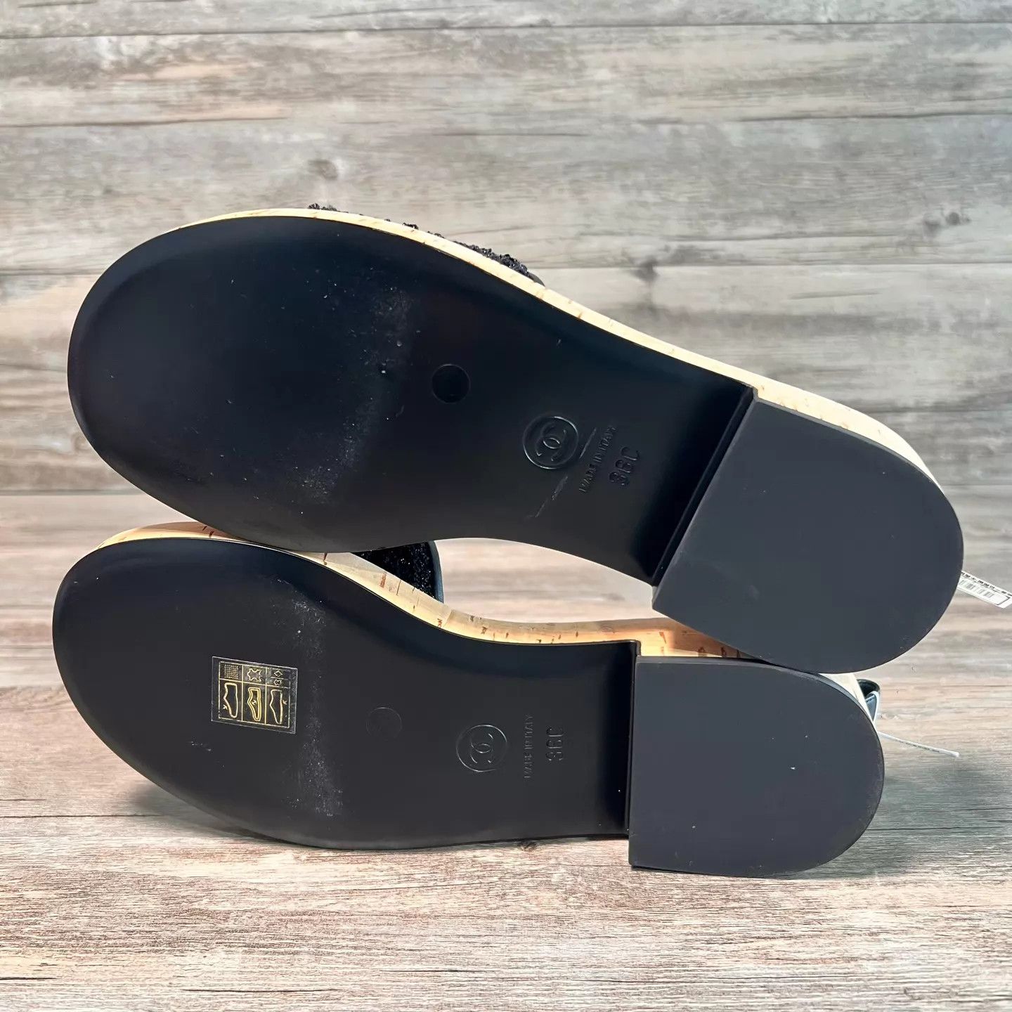 Chanel Chanel Black Chain Tweed Large Logo Slippers Size 36 Size US 5.5 / IT 35.5 - 8 Thumbnail