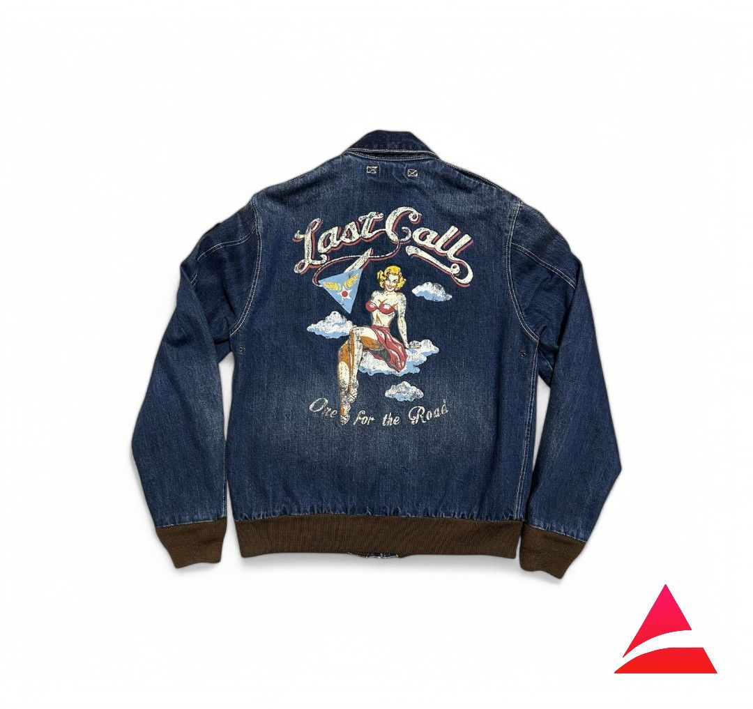 Avirex Avirex - A-2 Blue Denim Jacket Leather Denim Stadium Size US M / EU 48-50 / 2 - 1 Thumbnail