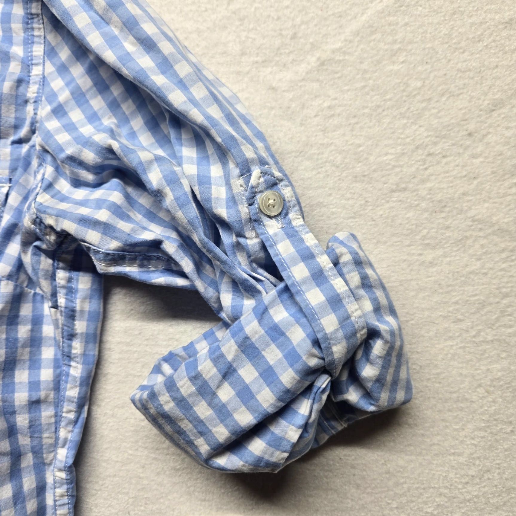 American Eagle Outfitters AMERICAN EAGLE Top Blue White Checkerd Button Up Lightweight Work Wear Women's 6 Size M / US 6-8 / IT 42-44 - 3 Thumbnail