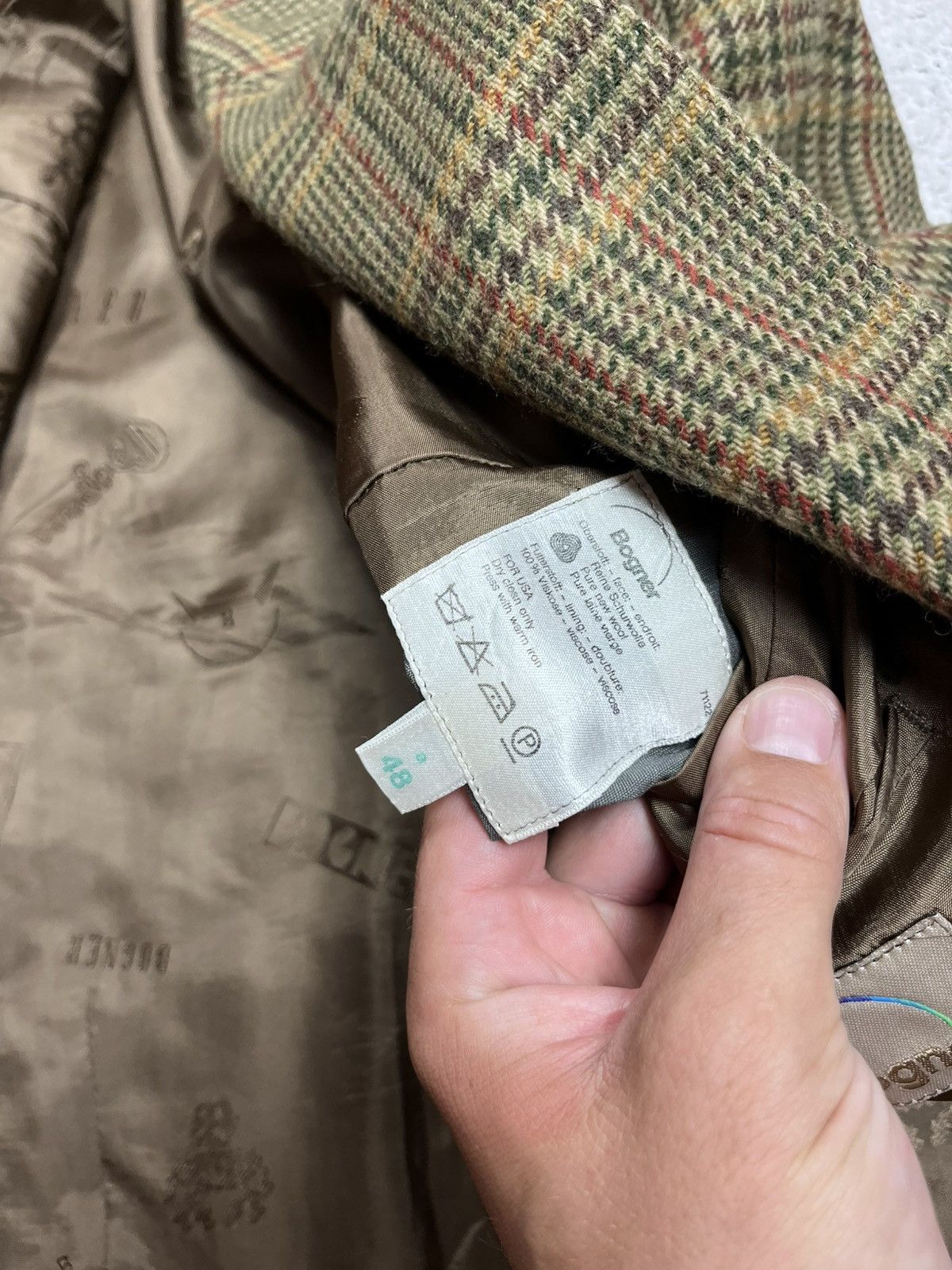 Bogner Bogner Wool Plaid Blazer Jacket Brown Green Check Size 48 Size 38R - 12 Thumbnail