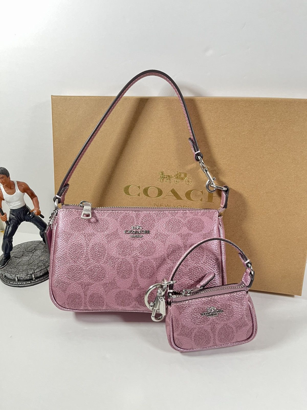 NWT Coach Boxed Nolita 19 And Nolita Bag Charm Set Pink/Rose