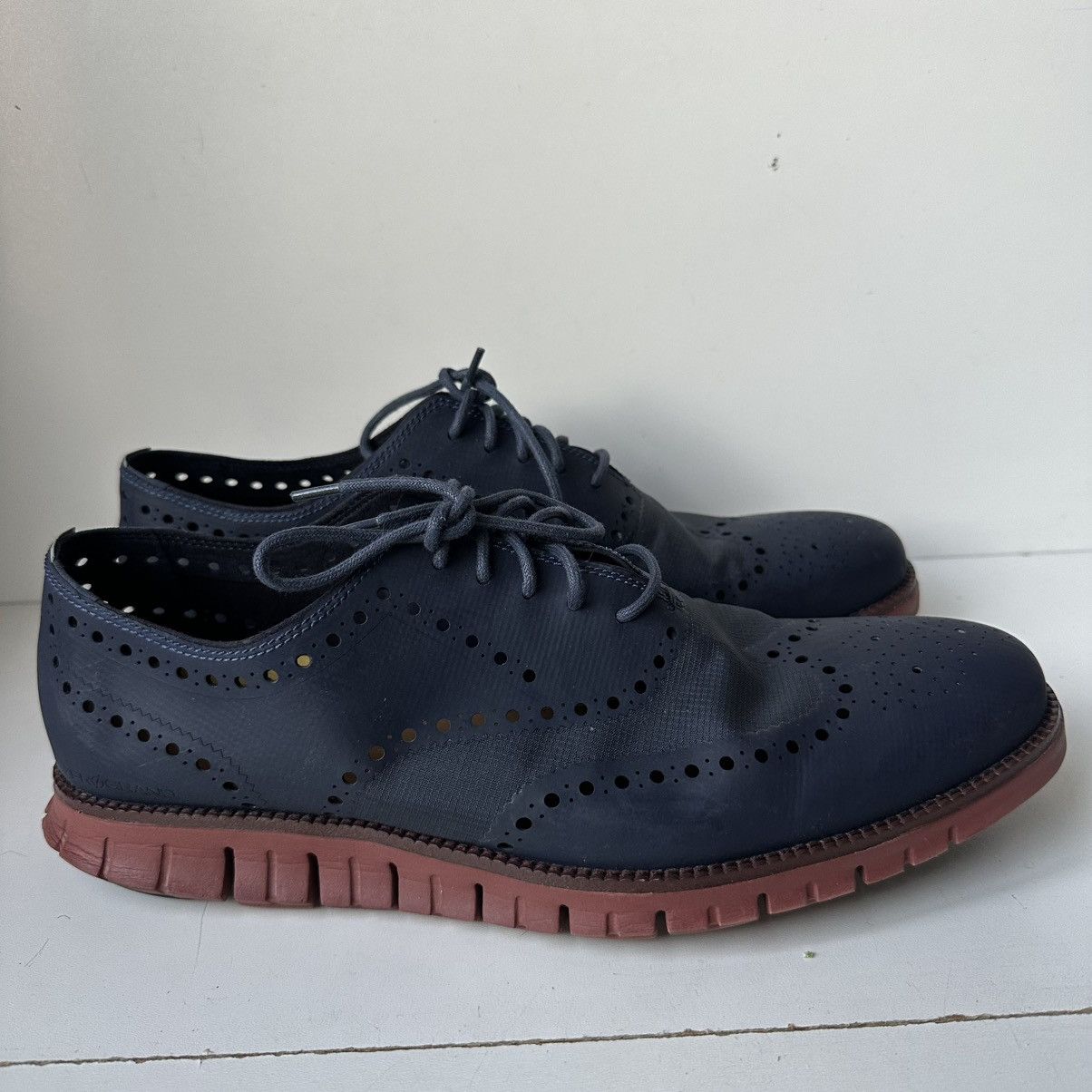 Cole Haan Cole Haan Zerogrand Men's 13 Navy Blue Leather Oxfords Size US 13 / EU 46 - 3 Thumbnail