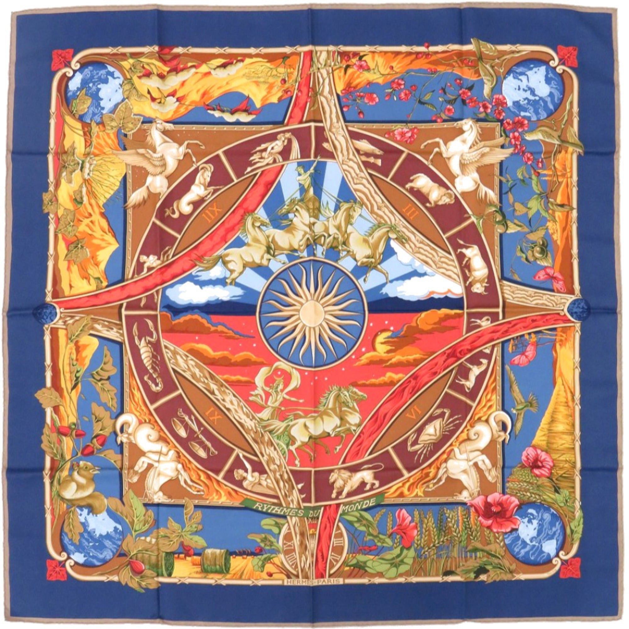 Hermes Excellent condition Hermes Carre 90 RYTHMES DU MONDE (Rhythms of the World) silk scarf/muffler 1116HERMES Size ONE SIZE - 1 Thumbnail