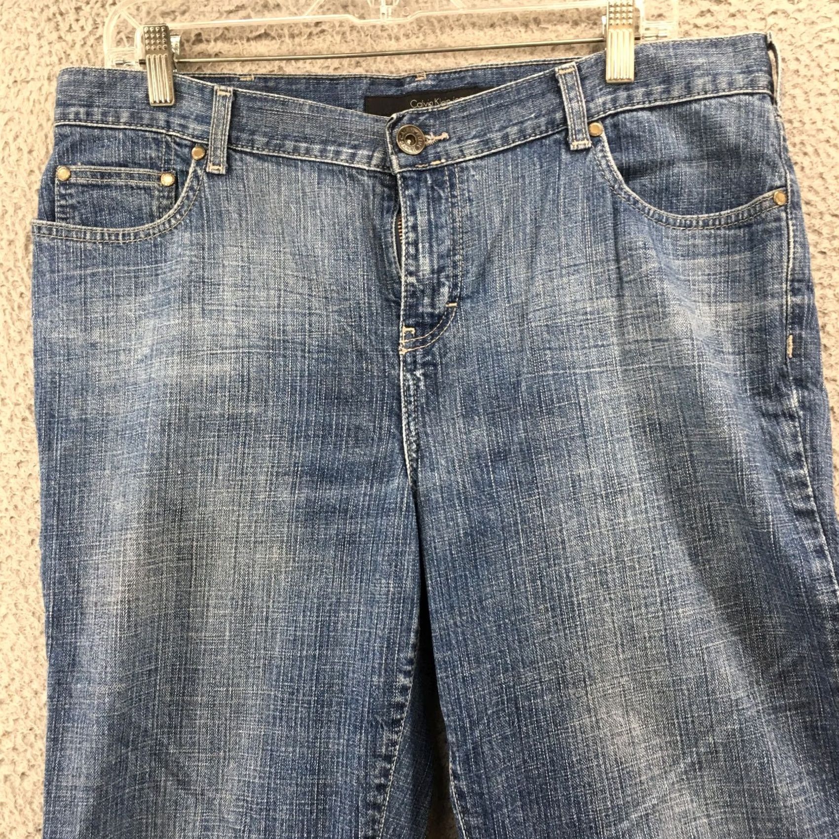 Calvin Klein Calvin Klein Jeans Flared Womens 16 Blue Denim Cotton Blend Zip Size 38" / US 16 / IT 52 - 2 Thumbnail
