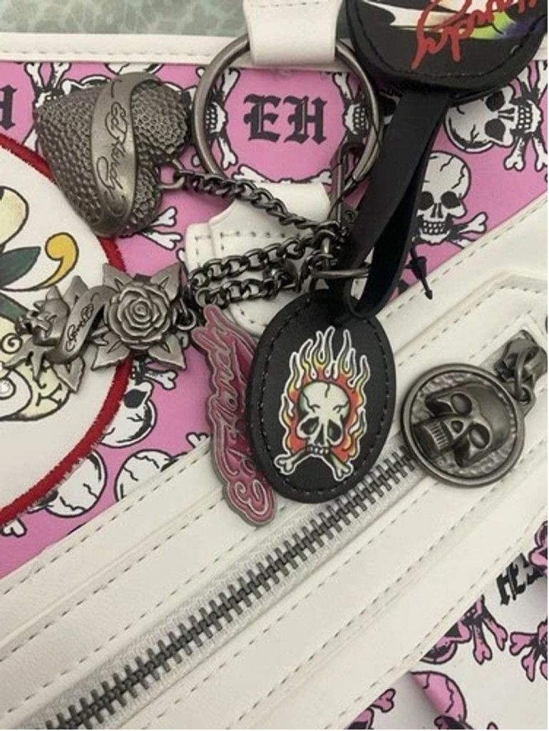 Ed Hardy E Hardy Love Kills Slowly Skull Tatoos Shoulder Tato Bag M Size ONE SIZE - 5 Thumbnail