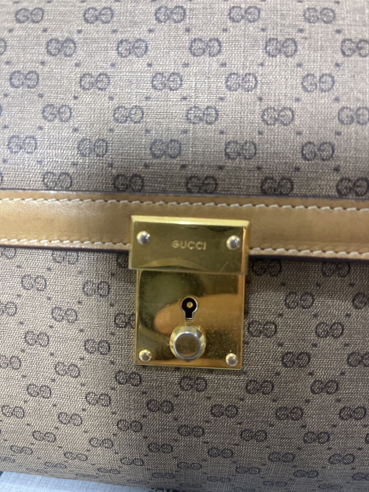 Gucci Vintage Gucci Micro GG canvas and leather clutch bag Size ONE SIZE - 2 Thumbnail