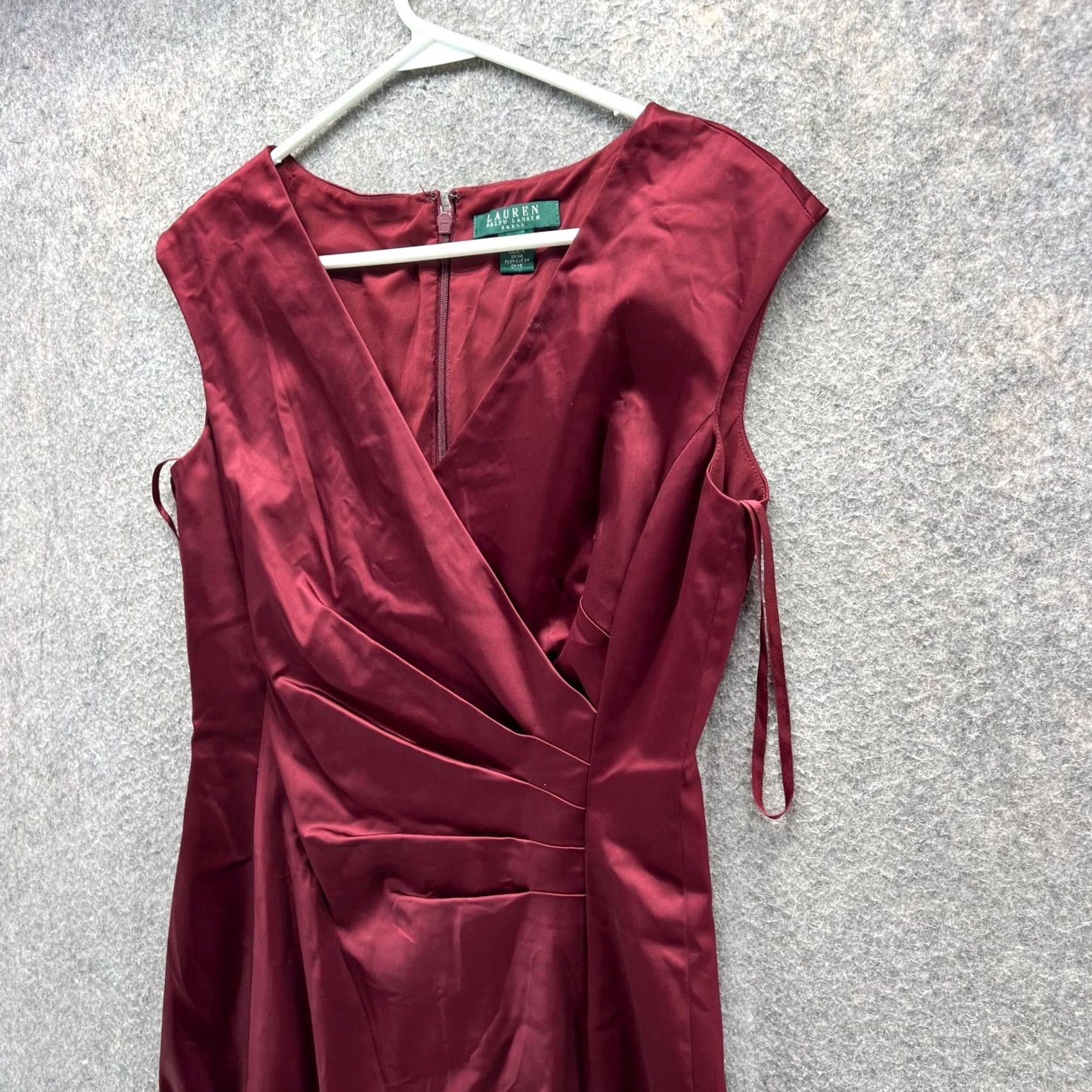 Ralph Lauren Lauren Ralph Lauren Dress Women 6 Red Wine Satin Pencil Shift Cocktail Party Size M / US 6-8 / IT 42-44 - 5 Thumbnail