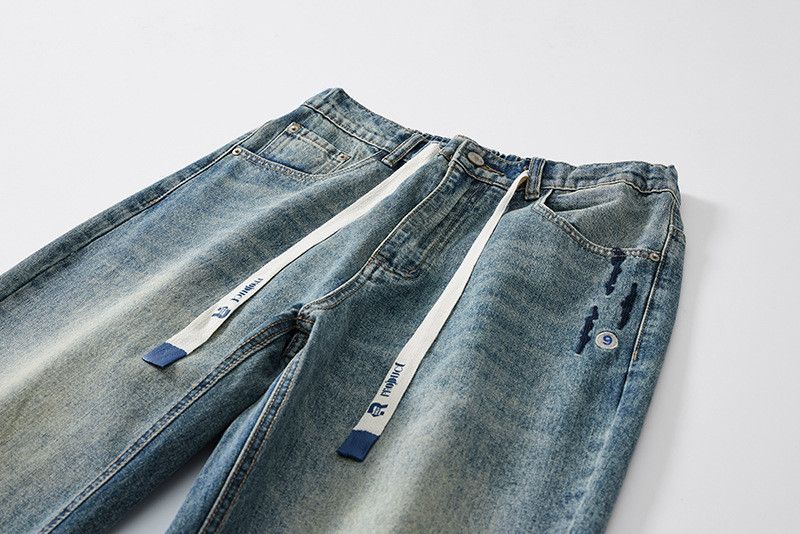 Japanese Brand Men's Classic American-Style Drawstring Denim Jeans Size US 32 / EU 48 - 3 Thumbnail