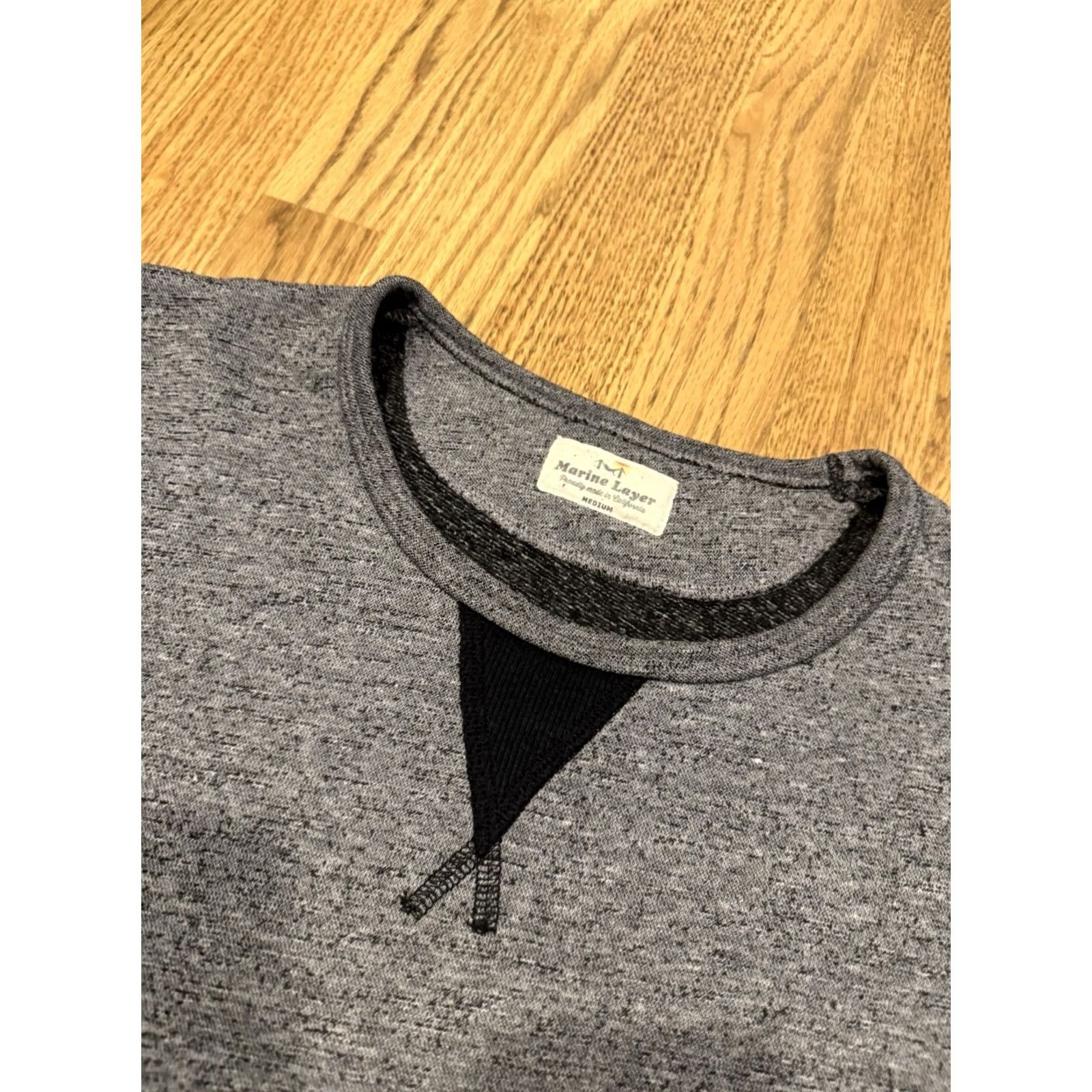Marine Layer Marine Layer Crewneck Sweatshirt Men’s M Two Tone Grey Black V Stitch Cotton Fleece Pullover Shirt All Seasons Winter Fall Spring Mens Size US M / EU 48-50 / 2 - 3 Thumbnail