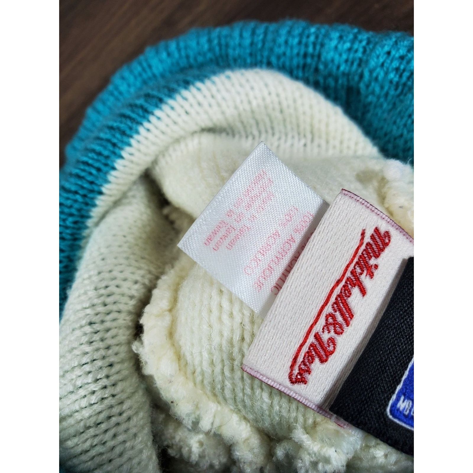 Mitchell & Ness × NBA Charlotte Hornets Script Winter Hat Pom Beanie Striped Knit Size ONE SIZE - 4 Thumbnail