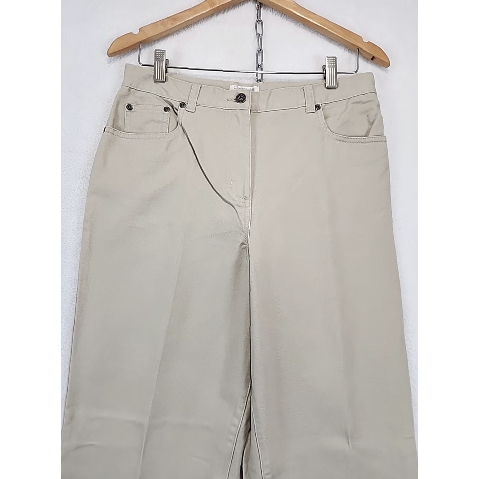 Vintage Christopher & Banks Ladies Comfort Stretch Boot Cut Pants Tan Beige Womens Sz 10 Size 32" / US 10 / IT 46 - 4 Thumbnail