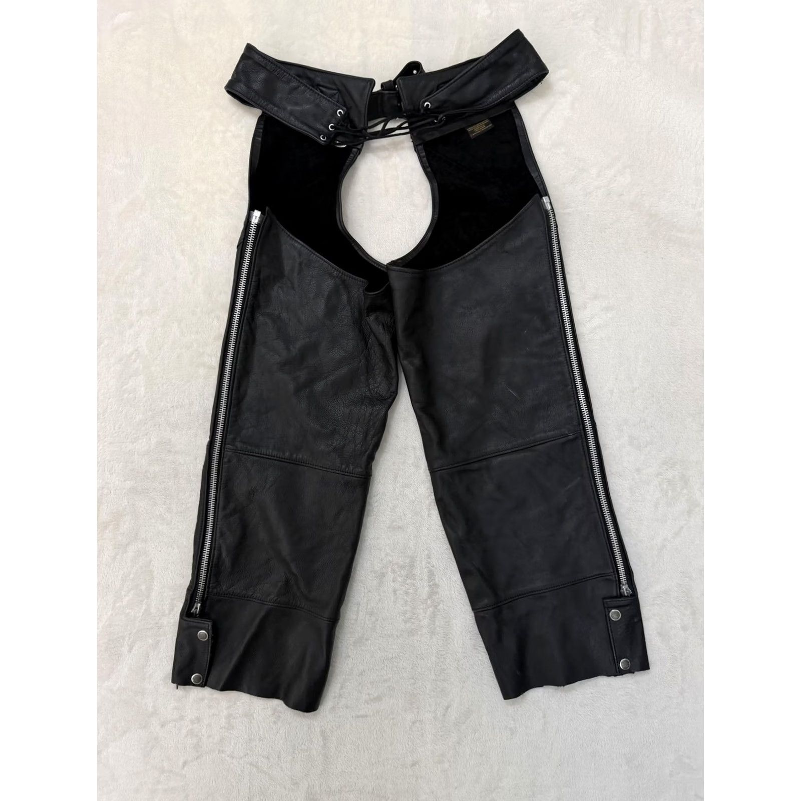 Harley Davidson Harley-Davidson Leather Chaps Pants Mens Large Black Motorcycle Biker Size US 33 - 2 Thumbnail
