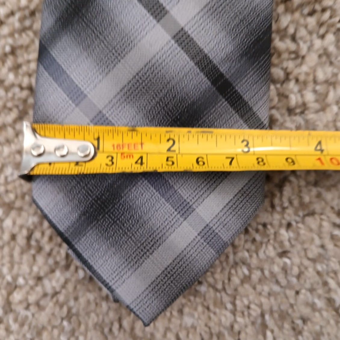 Van Heusen Van Heusen Tie Gray Polyester Necktie Plaids & Checks Extra Long Necktie Men Long New Gray Size ONE SIZE - 3 Thumbnail