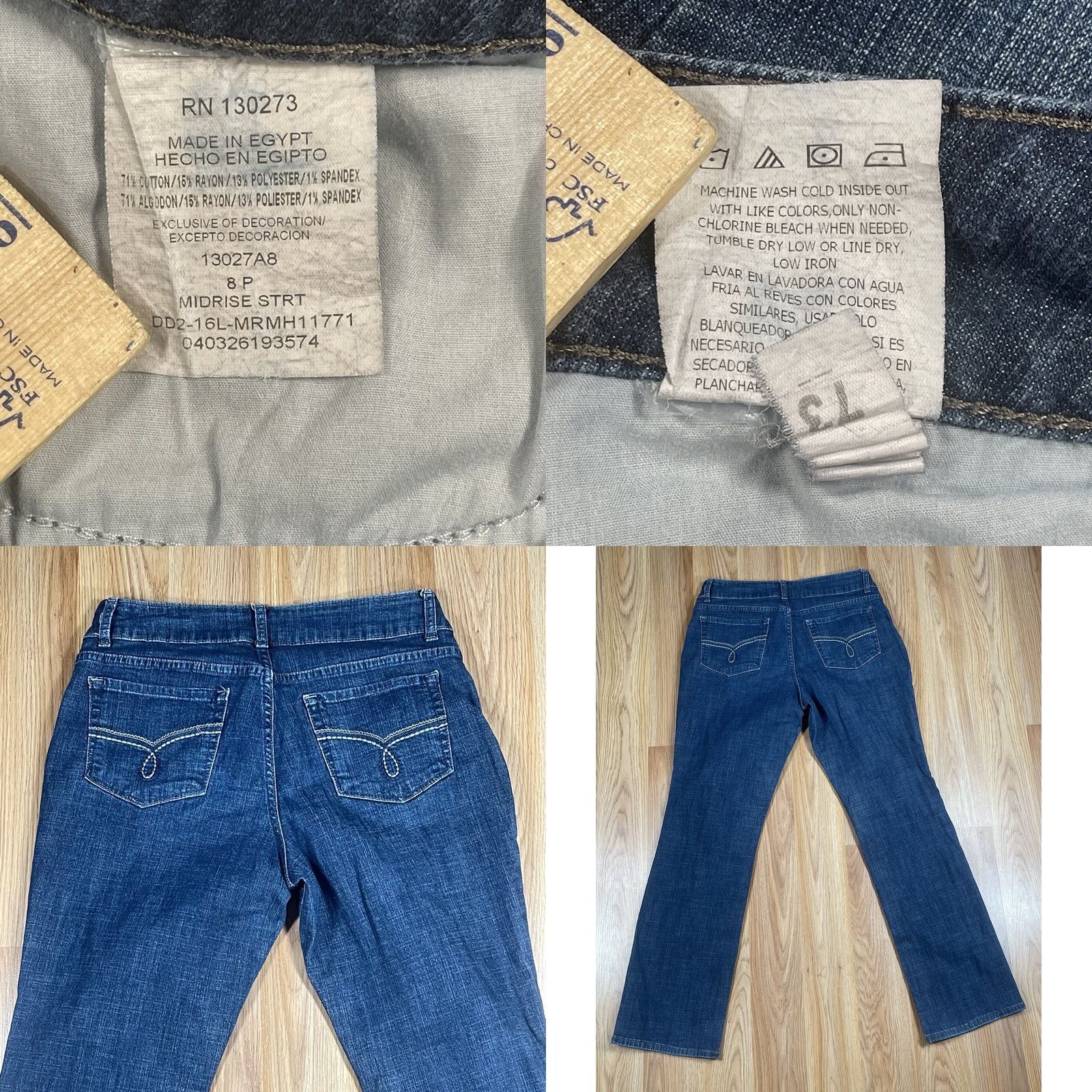 Vintage Riders By Lee Jeans Pants Womens 8P Straight Leg Mid Rise Blue Wash Denim - Vintage Condition - 28in Zip Pocket Size 30" / US 8 / IT 44 - 9 Thumbnail