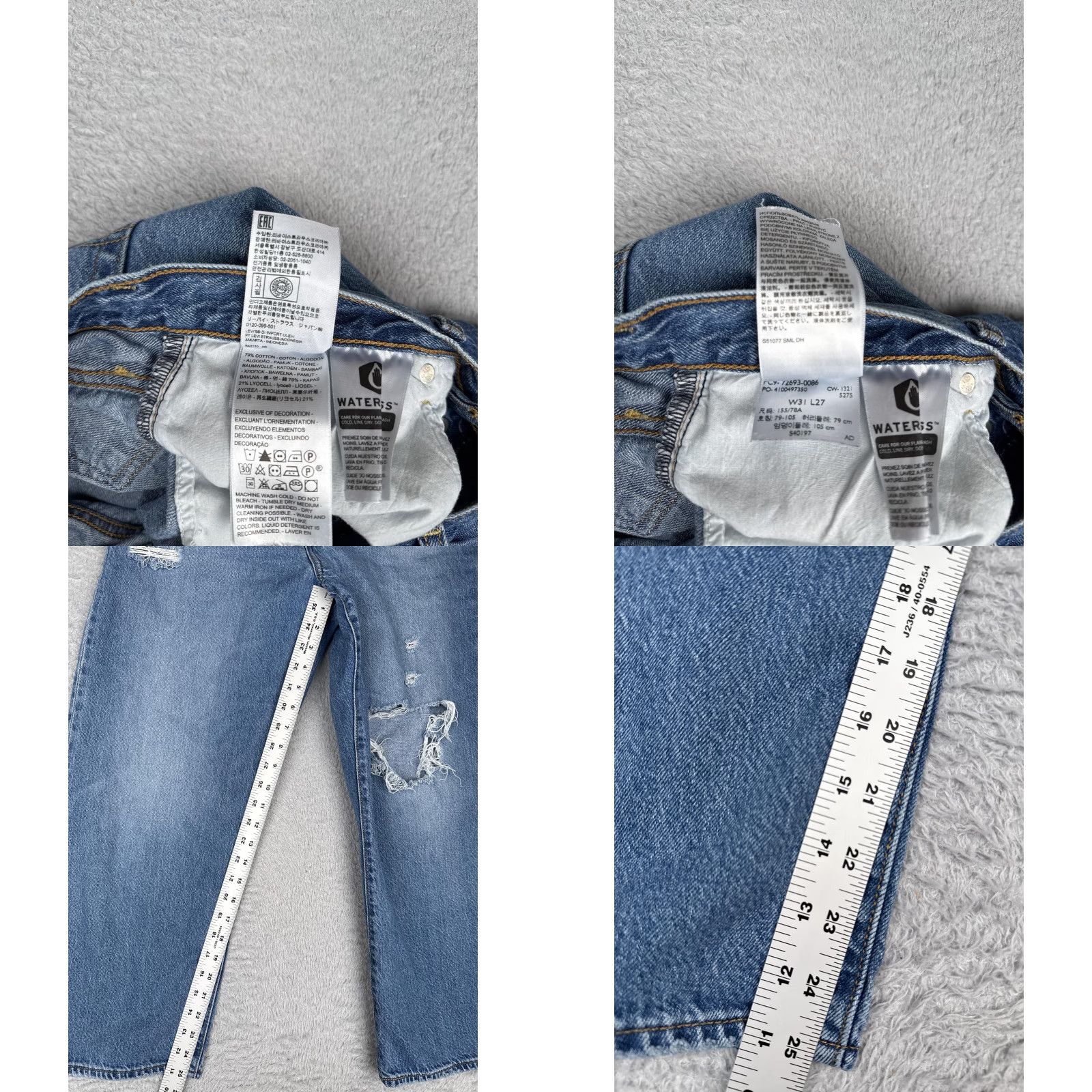 Levi's Levi's Jeans Womens 31x27 High Rise Ribcage Straight Ankle Distressed Medium Blue Pocket Five-Pocket Womens Jeans 90s Retro Size 24" / US 00 / IT 34 - 8 Thumbnail