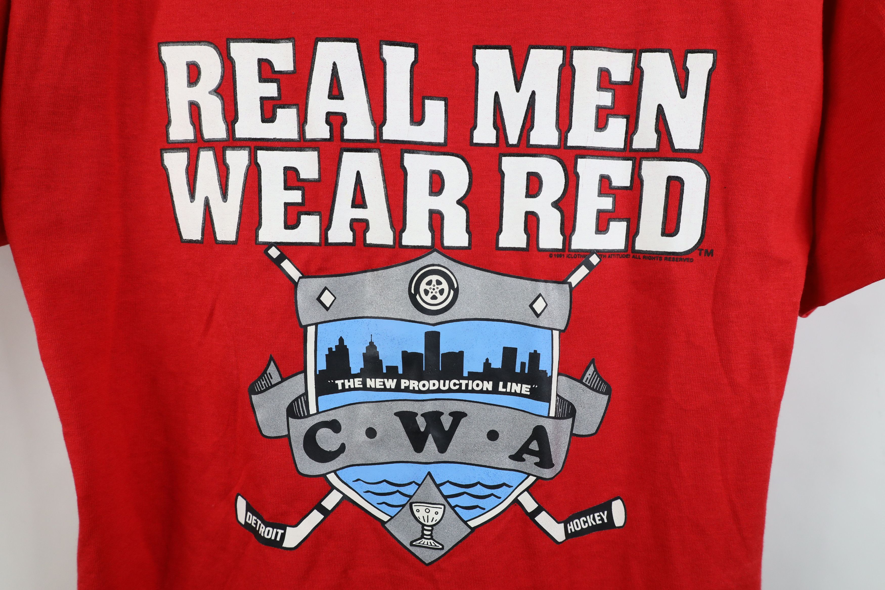 Vintage Vintage 90s Men Wear Red Detroit Red Wings Hockey T-Shirt Size US L / EU 52-54 / 3 - 4 Thumbnail