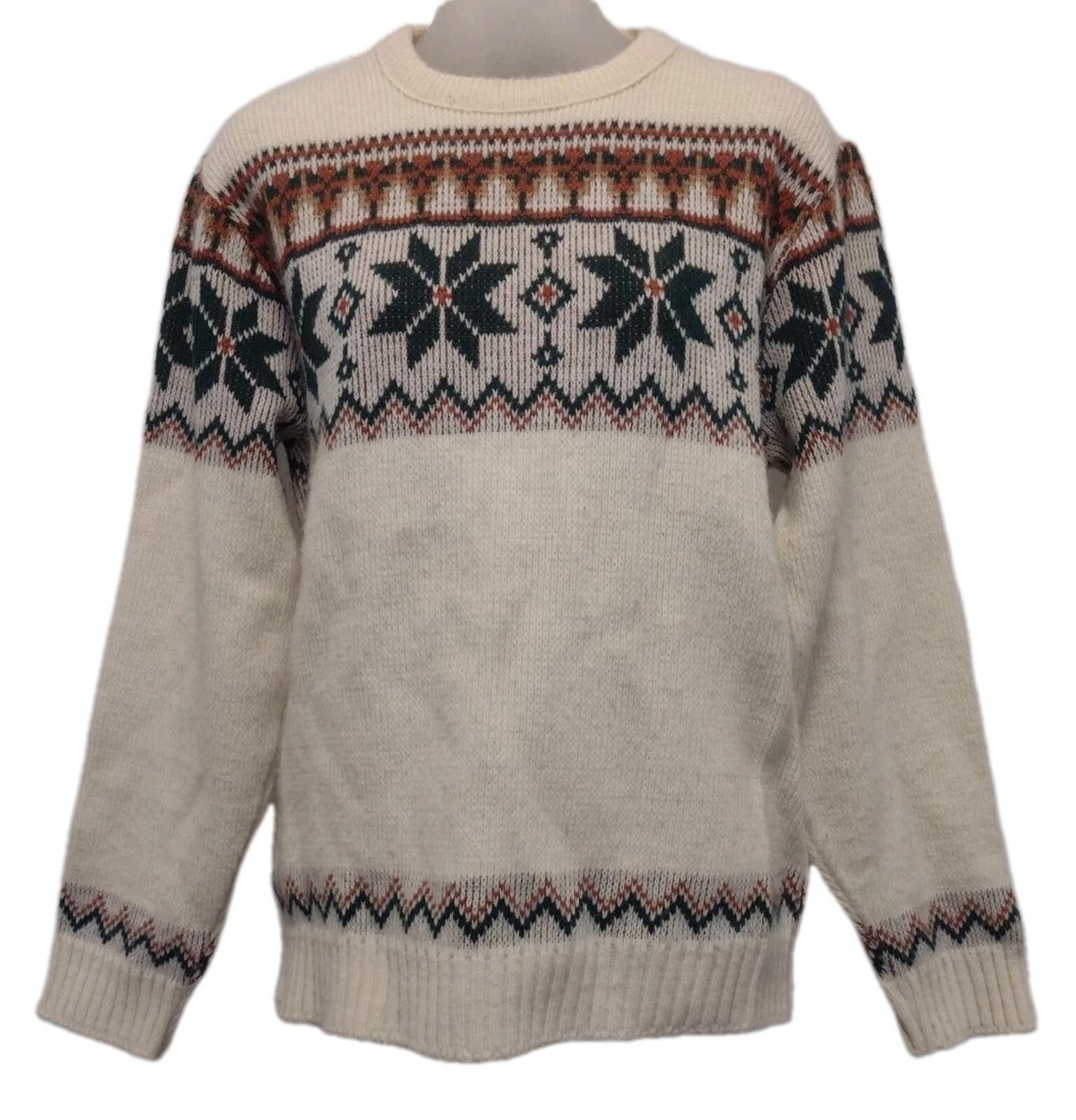 Other 80s McBriar Fair Isle Sweater M Cream Rust Green Nordic Knit Size US M / EU 48-50 / 2 - 1 Thumbnail