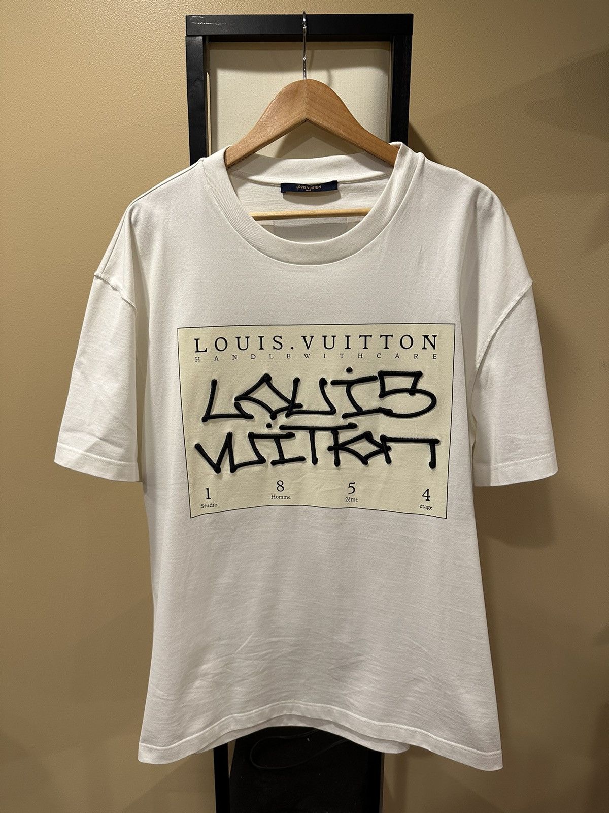 image of Louis Vuitton Signature Box Logo 1854 White T-Shirt, Men's (Size 2XL)