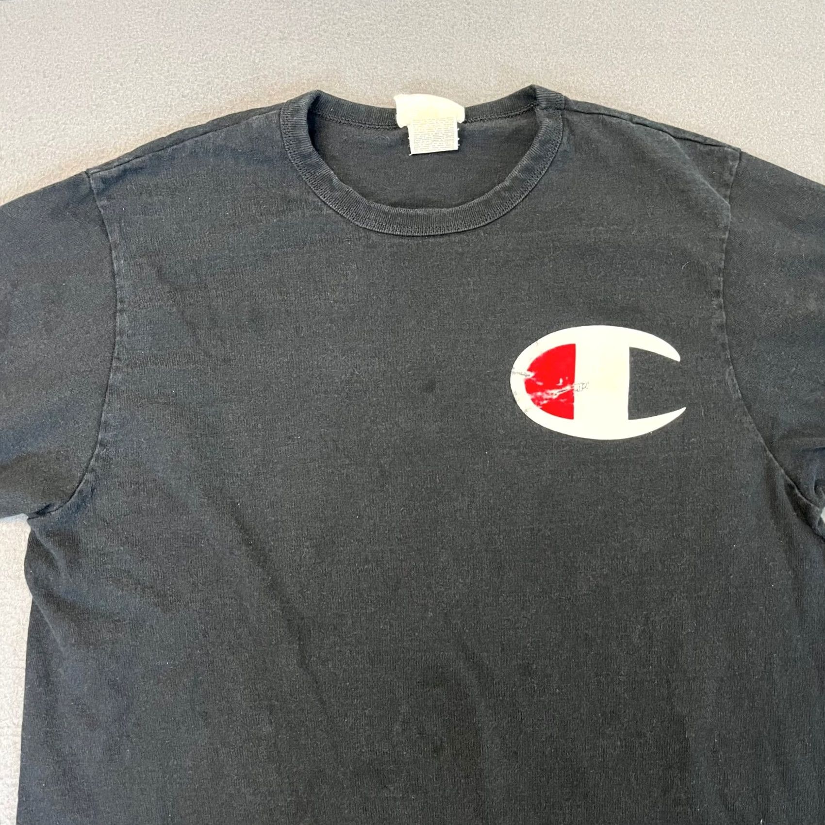 Champion Champion Mens Long Sleeve T-Shirt Black Big C Logo Graphic Crew Neck Embroidered Patch Sports Vintage Distressed All Seasons L Size US L / EU 52-54 / 3 - 2 Thumbnail