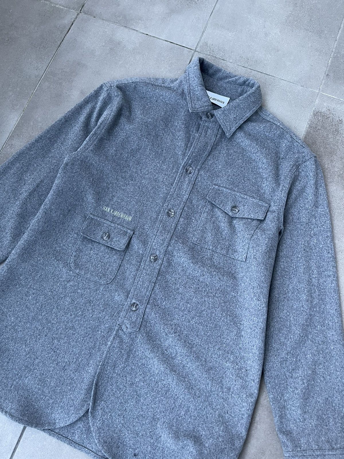 Han Kjobenhavn !DS! FW22 Han Kjobenhavn Wool Boxed Grey Overshirt Size US M / EU 48-50 / 2 - 13 Thumbnail